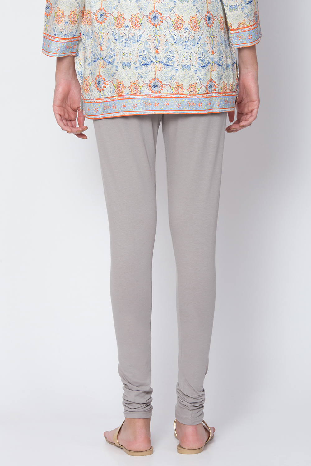 White Cotton Blend Dyed Churidar image number 3