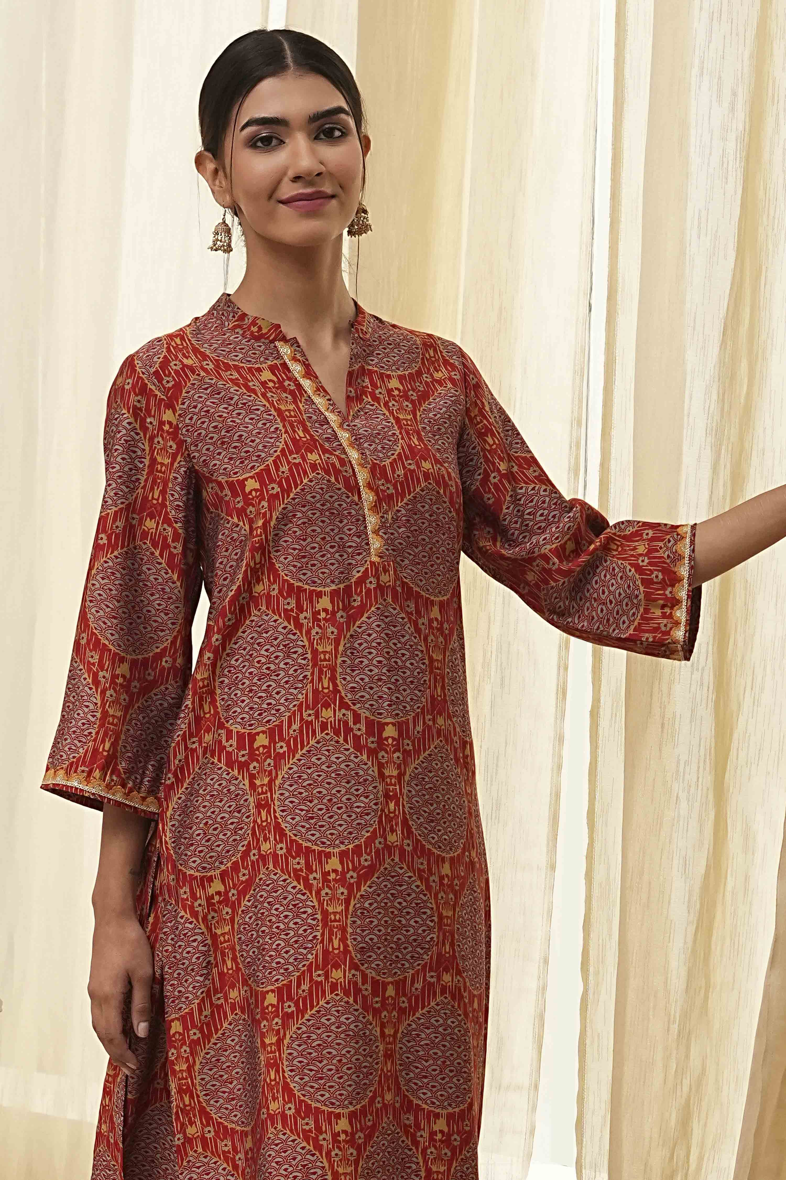 Rust Red Printed Co-ord Set image number 7