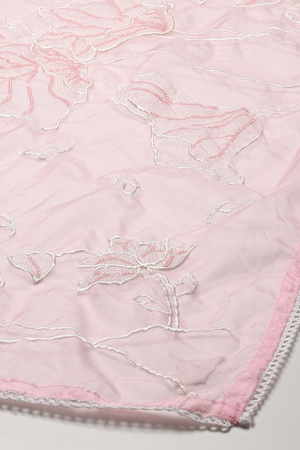 Baby Pink Organza Unstitched Suit set image number 4