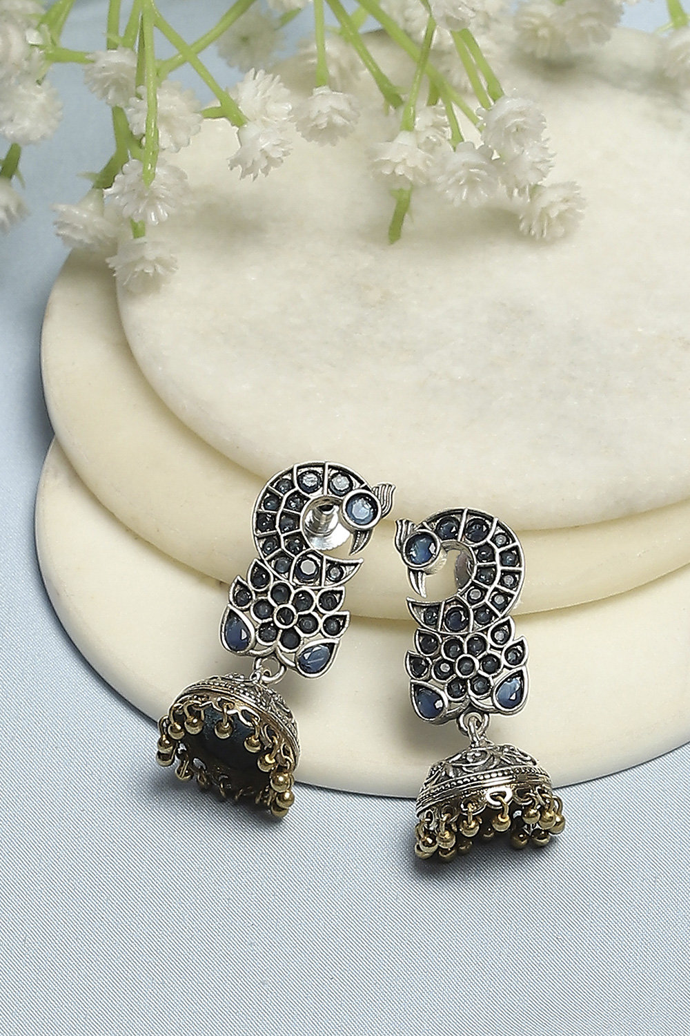 Navy Blue Brass Jhumka image number 0