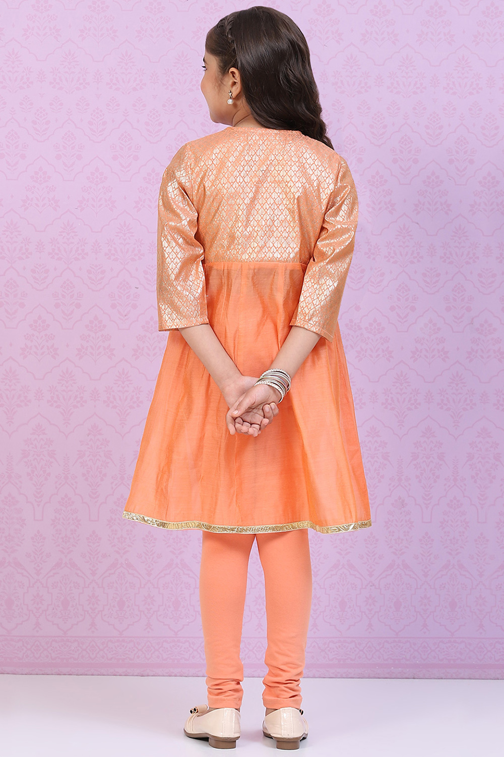 Blue Art Silk Straight Printed Kurta Set image number 4