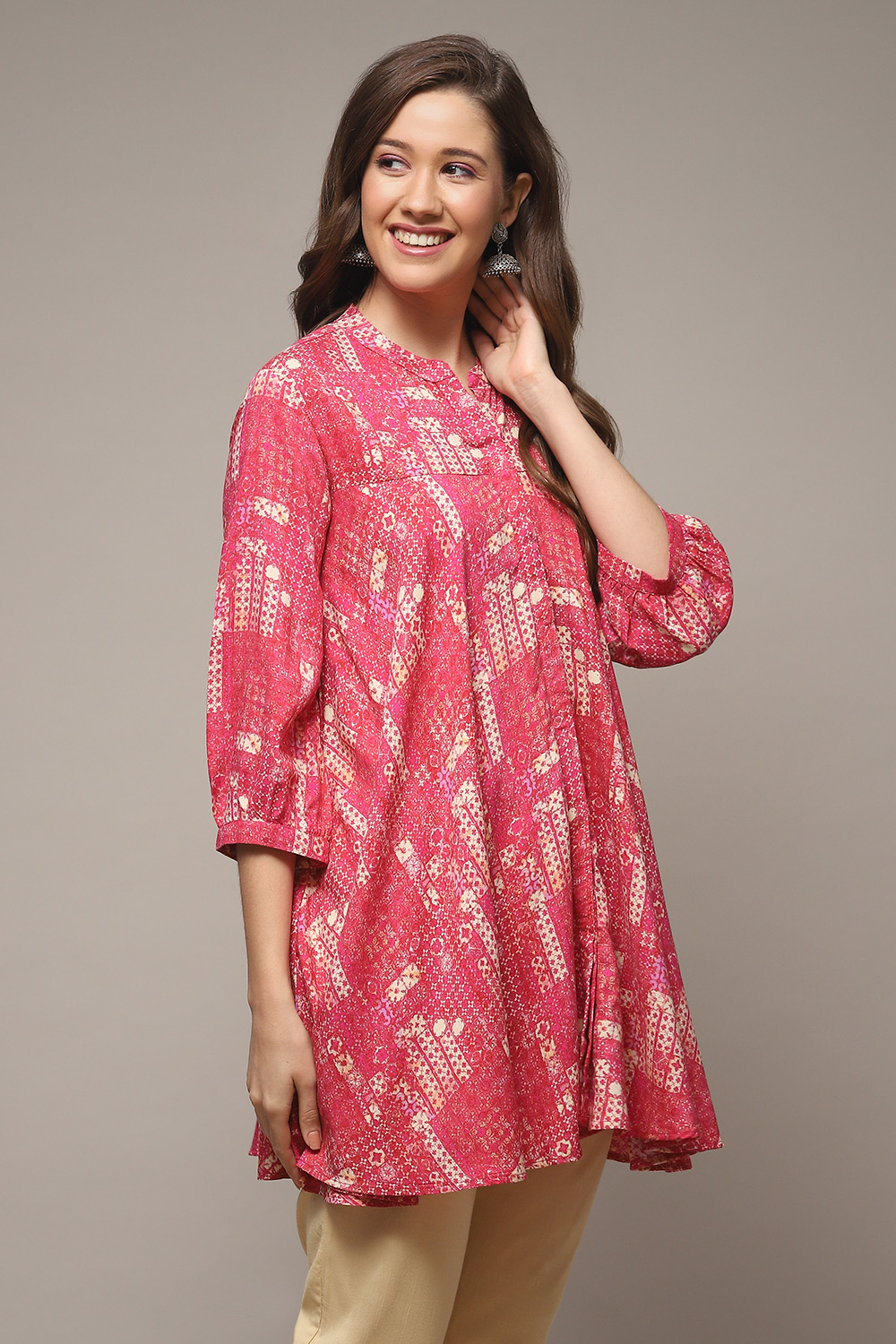 Navy LIVA Printed Kurti image number 4