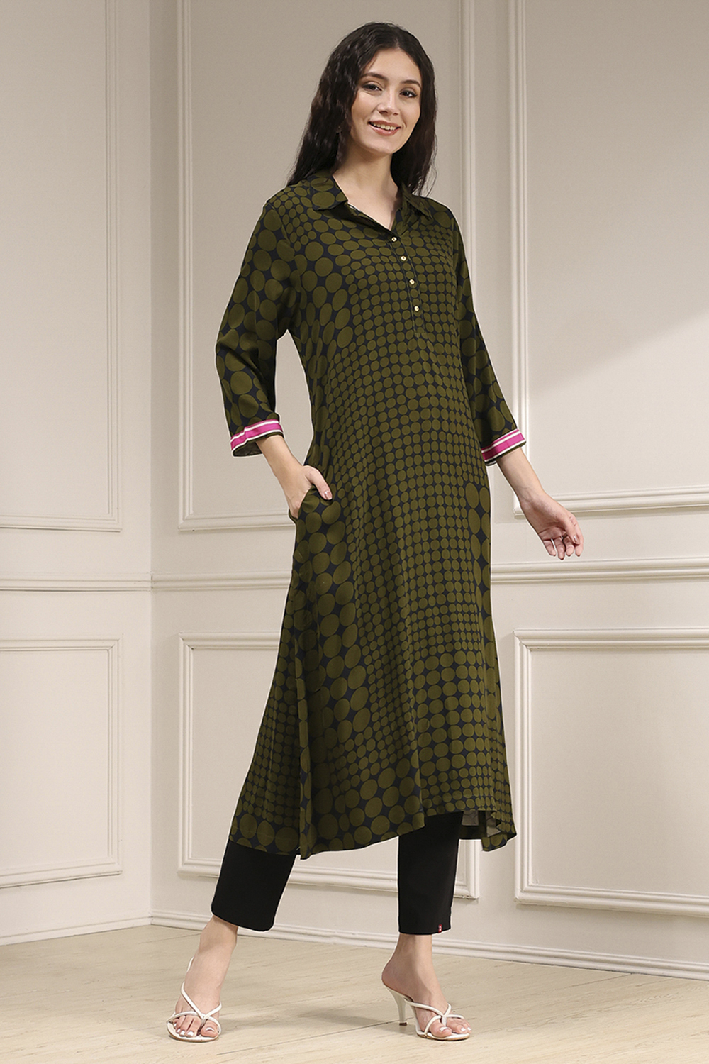 Indigo Blue Viscose Straight Printed Kurta image number 4