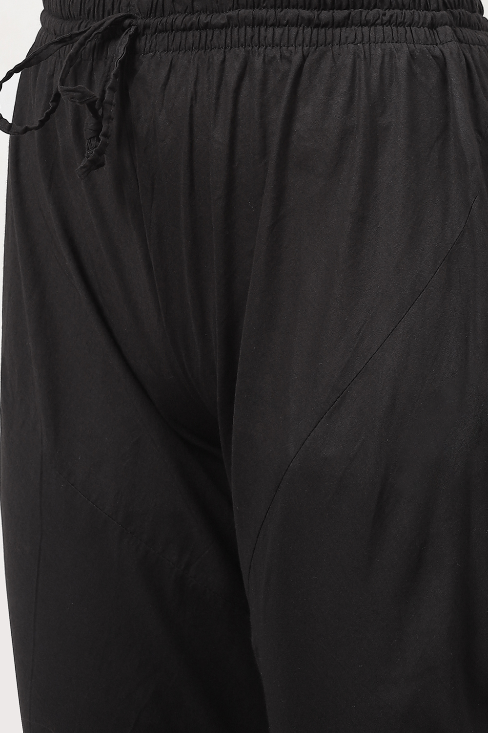 Black Silk & Cotton Straight Kurta Suit Set image number 3