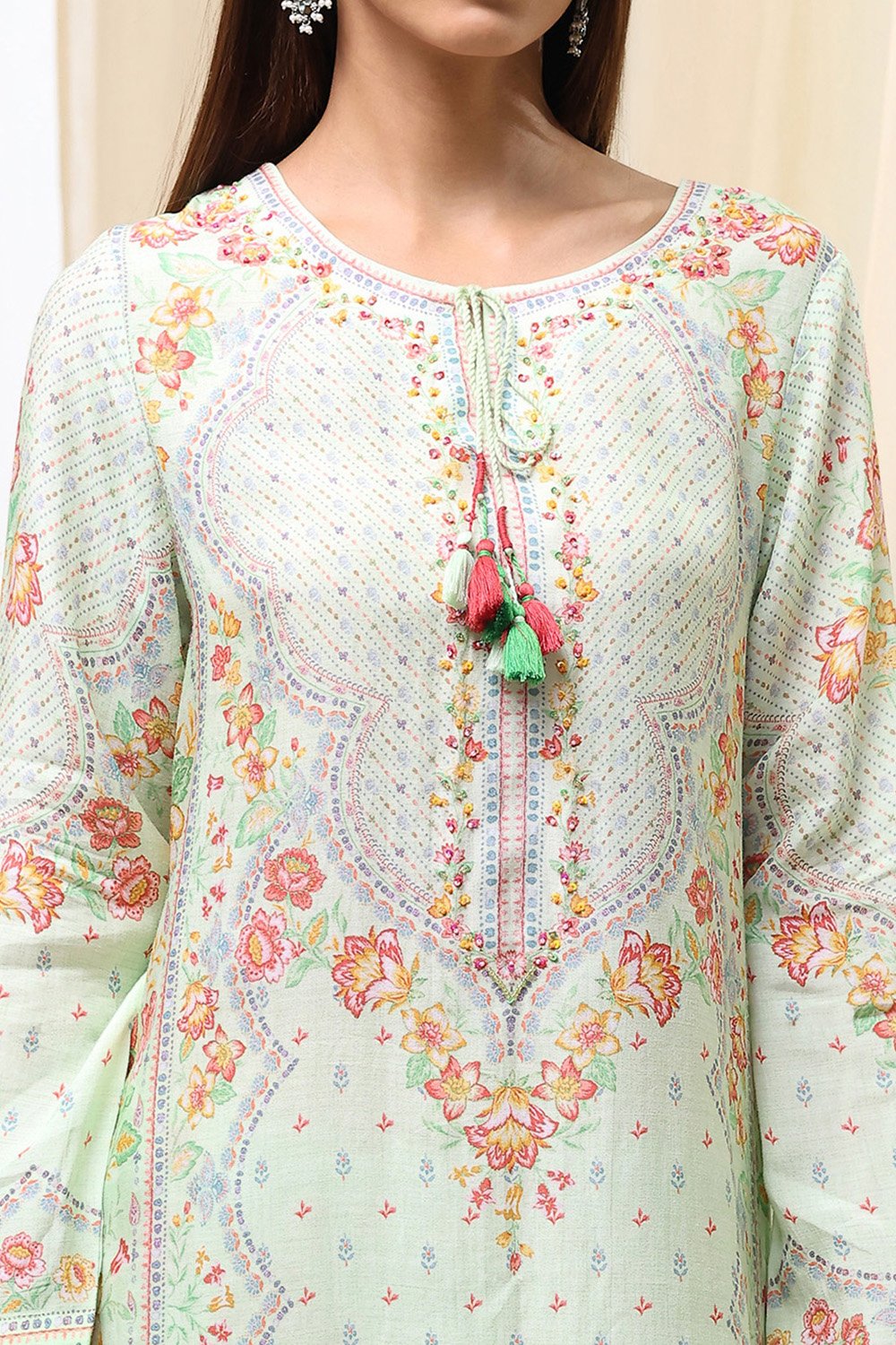 Pista Green Modal Blend Straight Suit Set image number 1