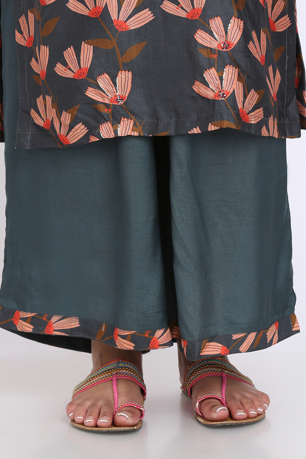 Easy Stitch Charcoal Black Raw Silk Embellished Suit image number 4