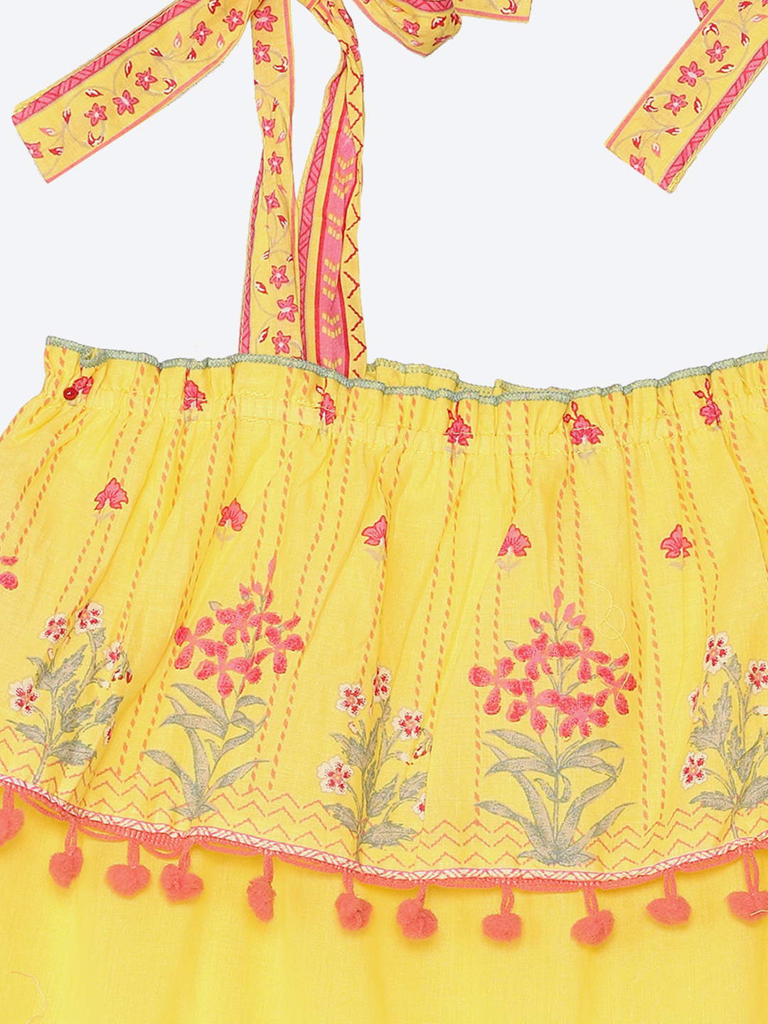 Yellow Cotton Tired Dress image number 1