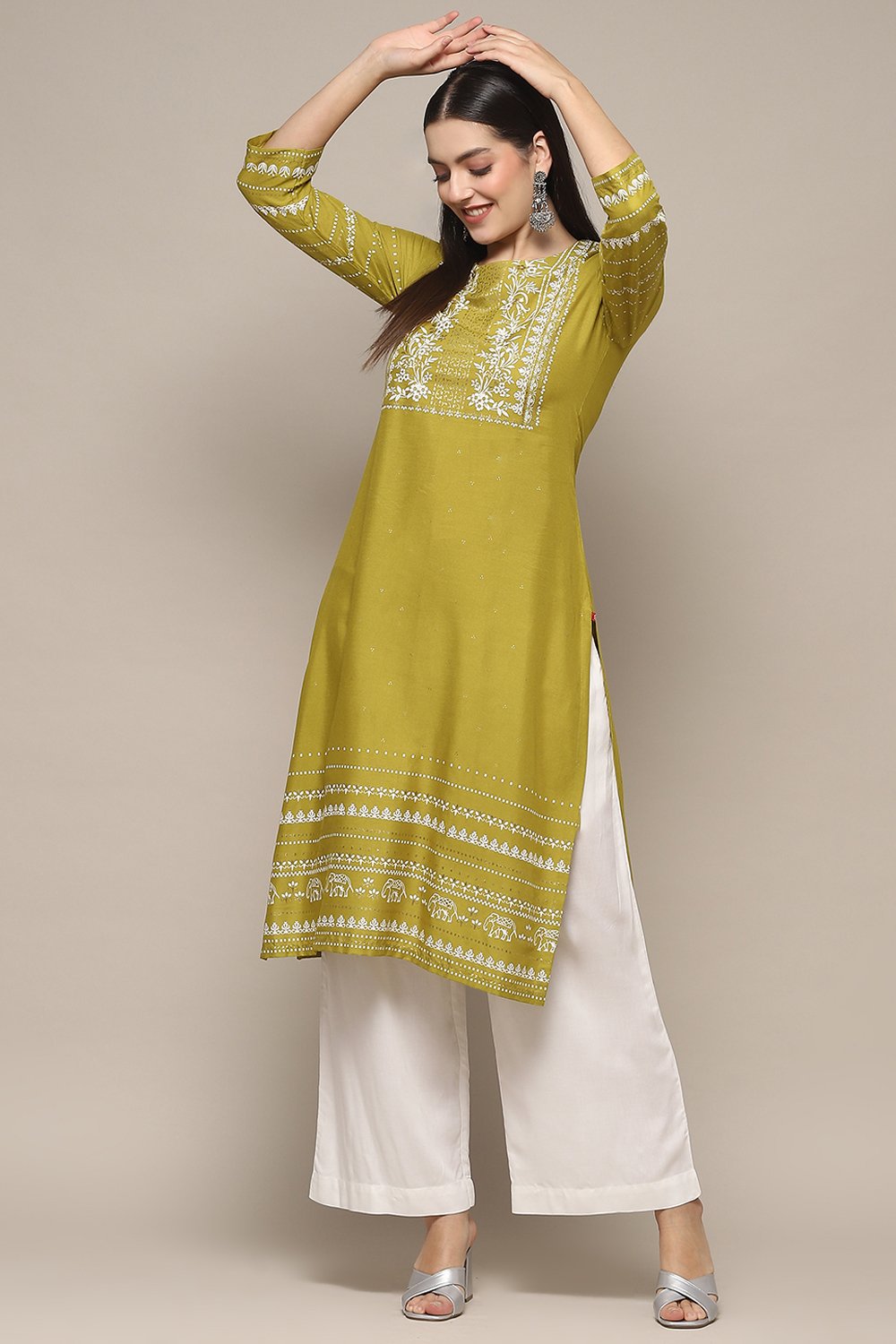 Pink Rayon flax Relaxed Kurta Palazzo Suit Set image number 0