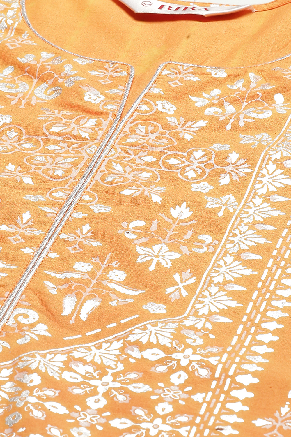 Orange Cotton Straight Kurta Palazzo Suit Set image number 1
