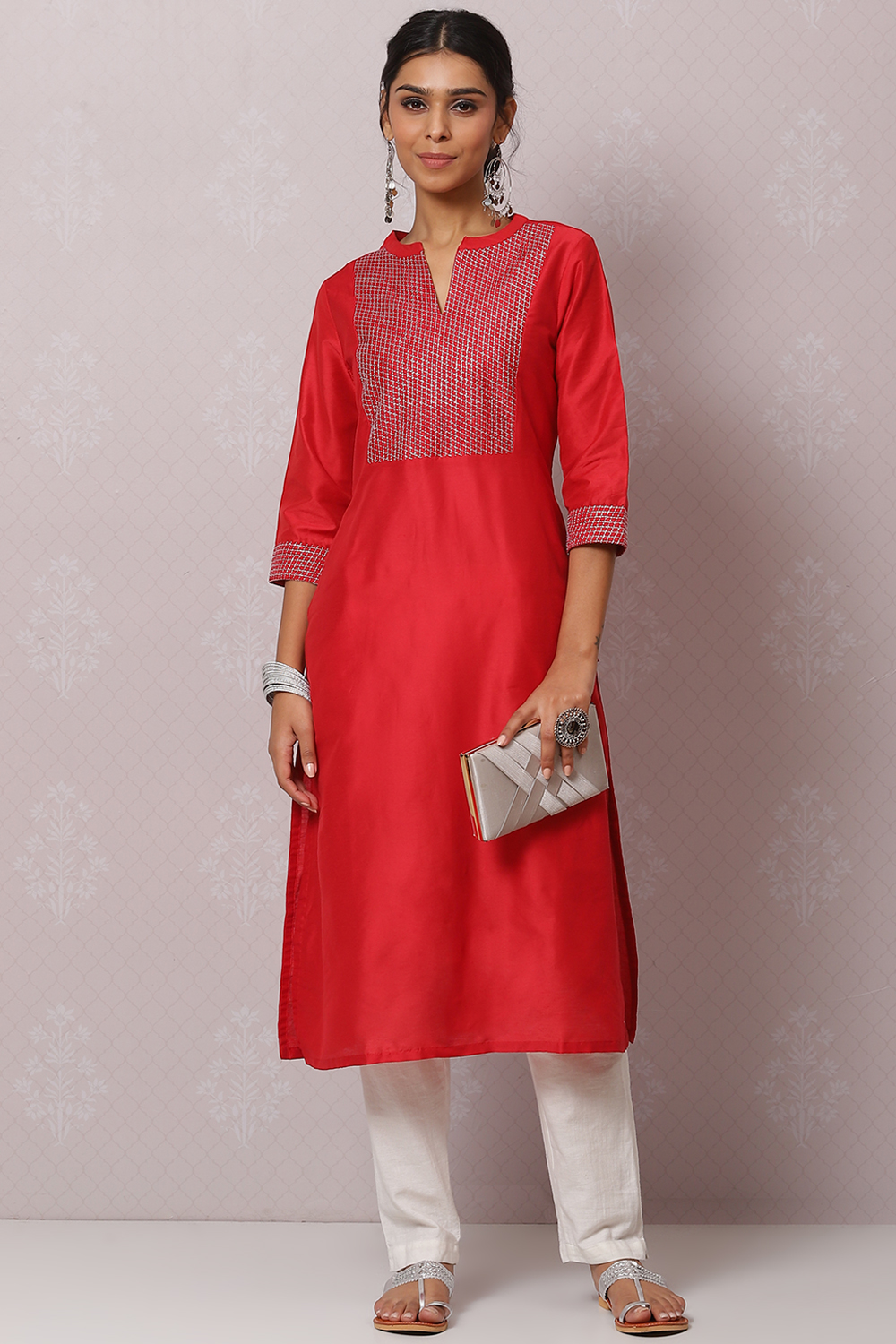 Yellow Straight Nylon Viscose Kurta image number 5
