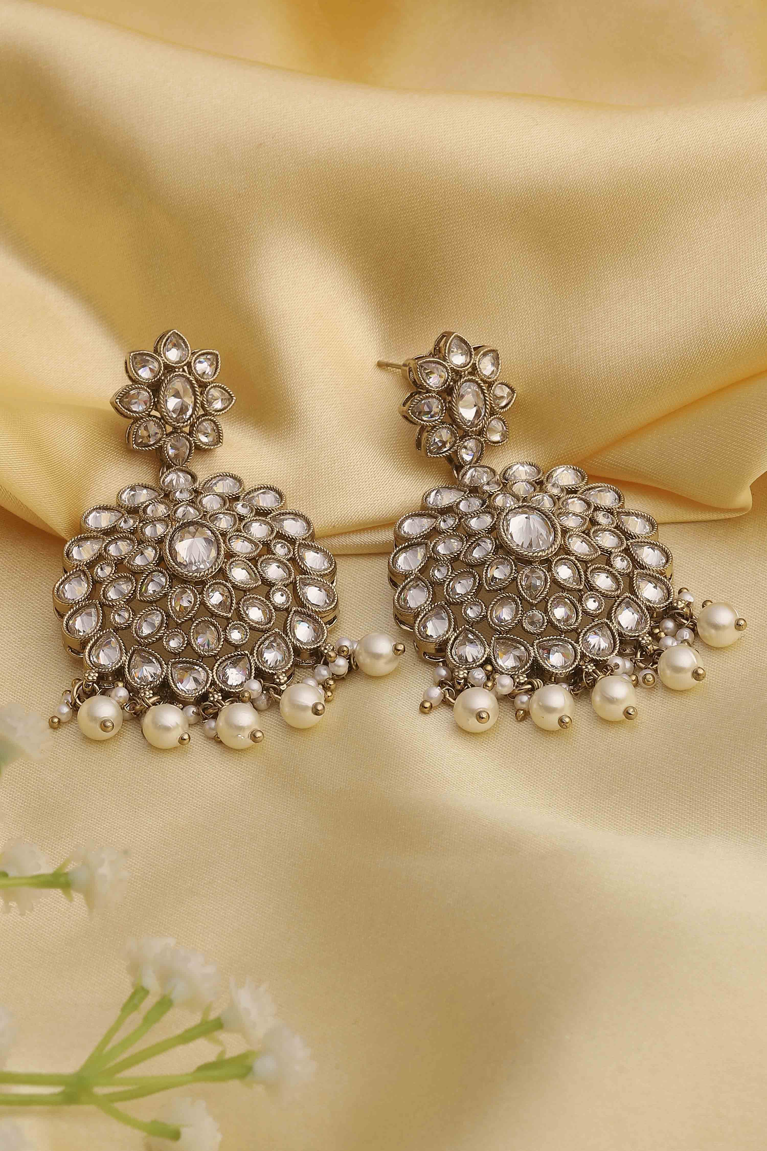 Gold Plated Alloy Stone Studded Chandbalis image number 0
