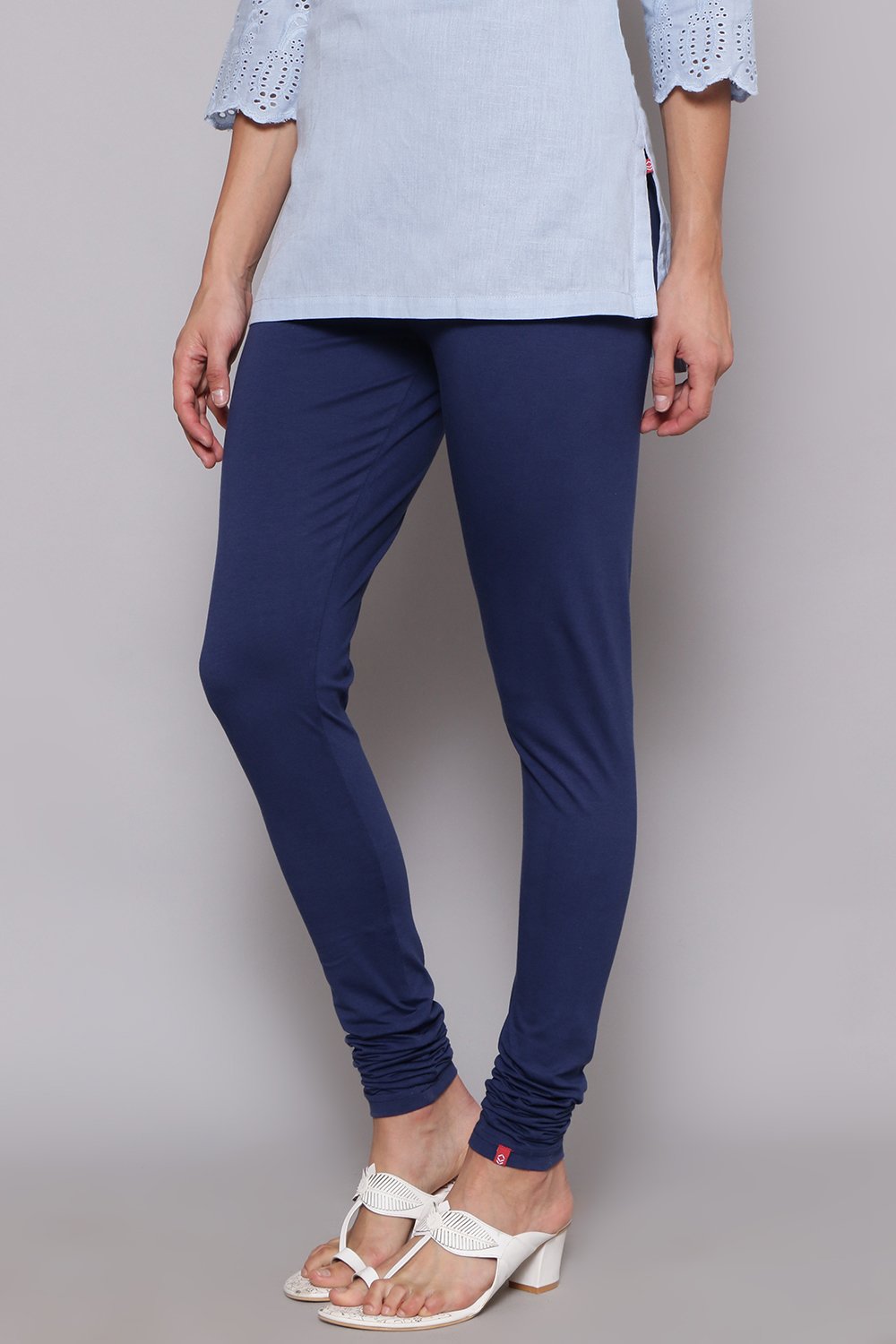 Black Cotton Blend Solid Churidar image number 1