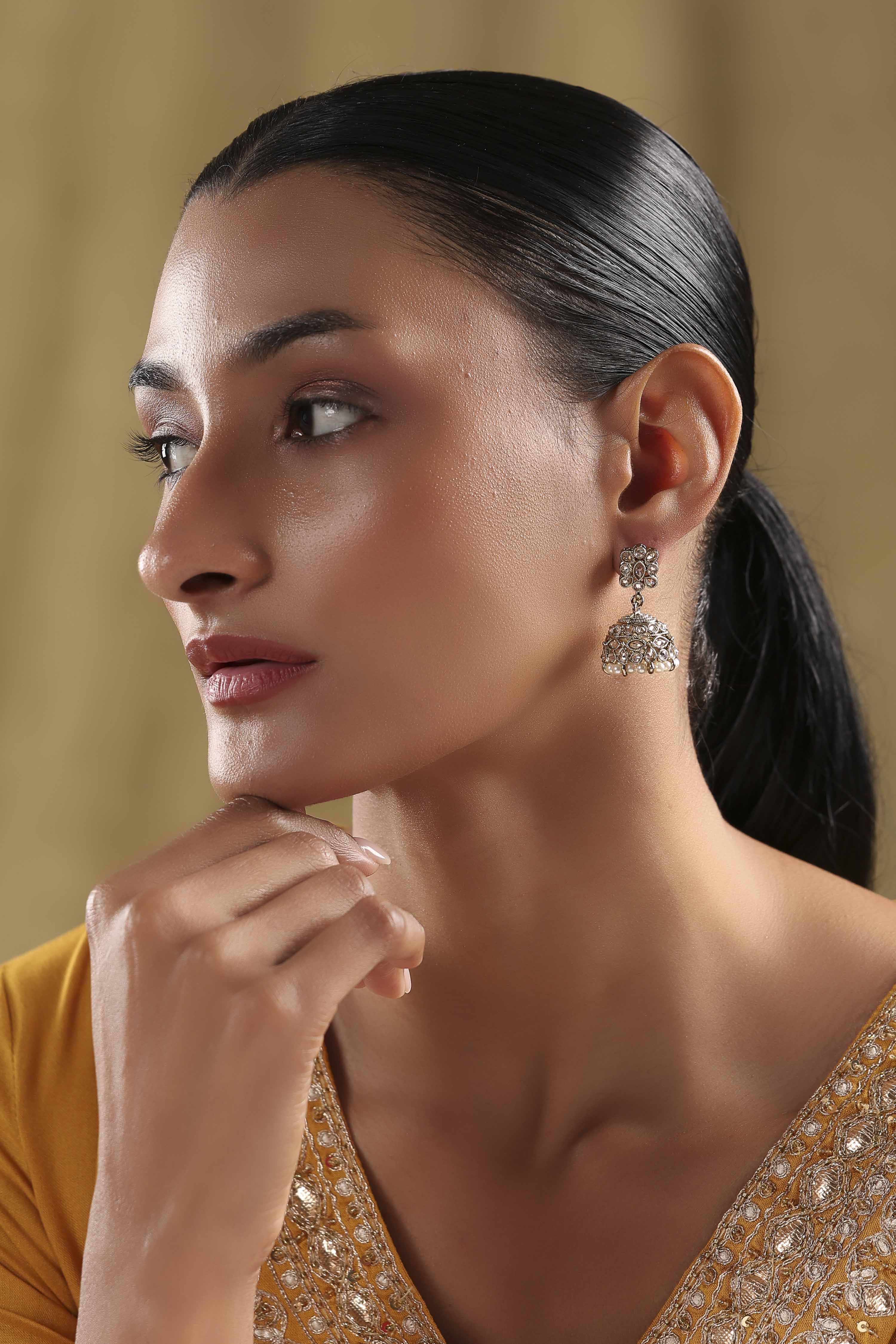 Champagne Alloy Jhumka image number 3