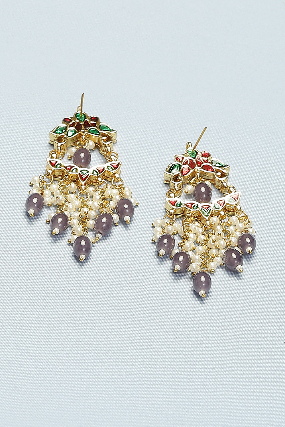 Purple Kundan Earrings image number 2