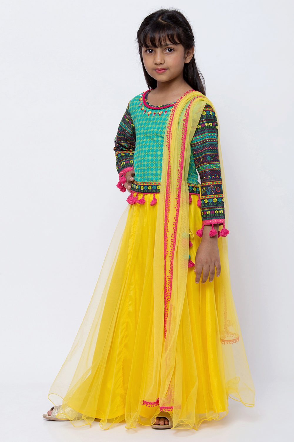 Multicolour Cotton Lehenga Set image number 2