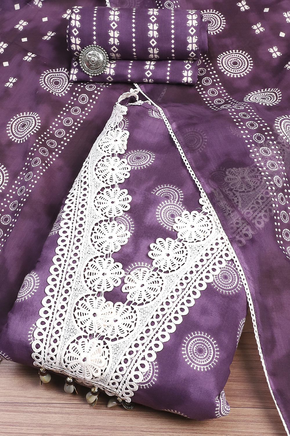 Indigo Cotton Unstitched Suit Set image number 0