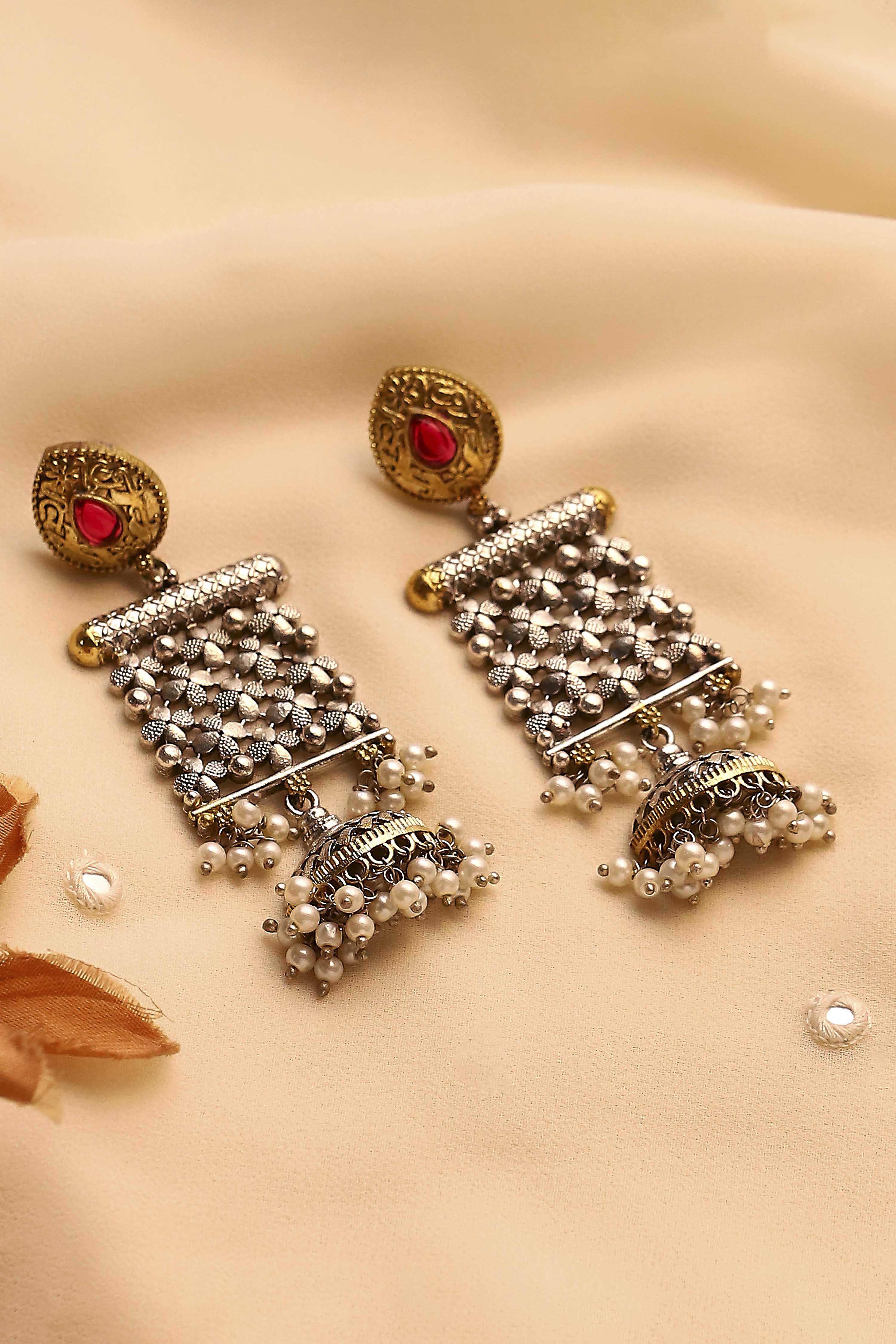 Oxid Gold Brass Temple Jhumka image number 0