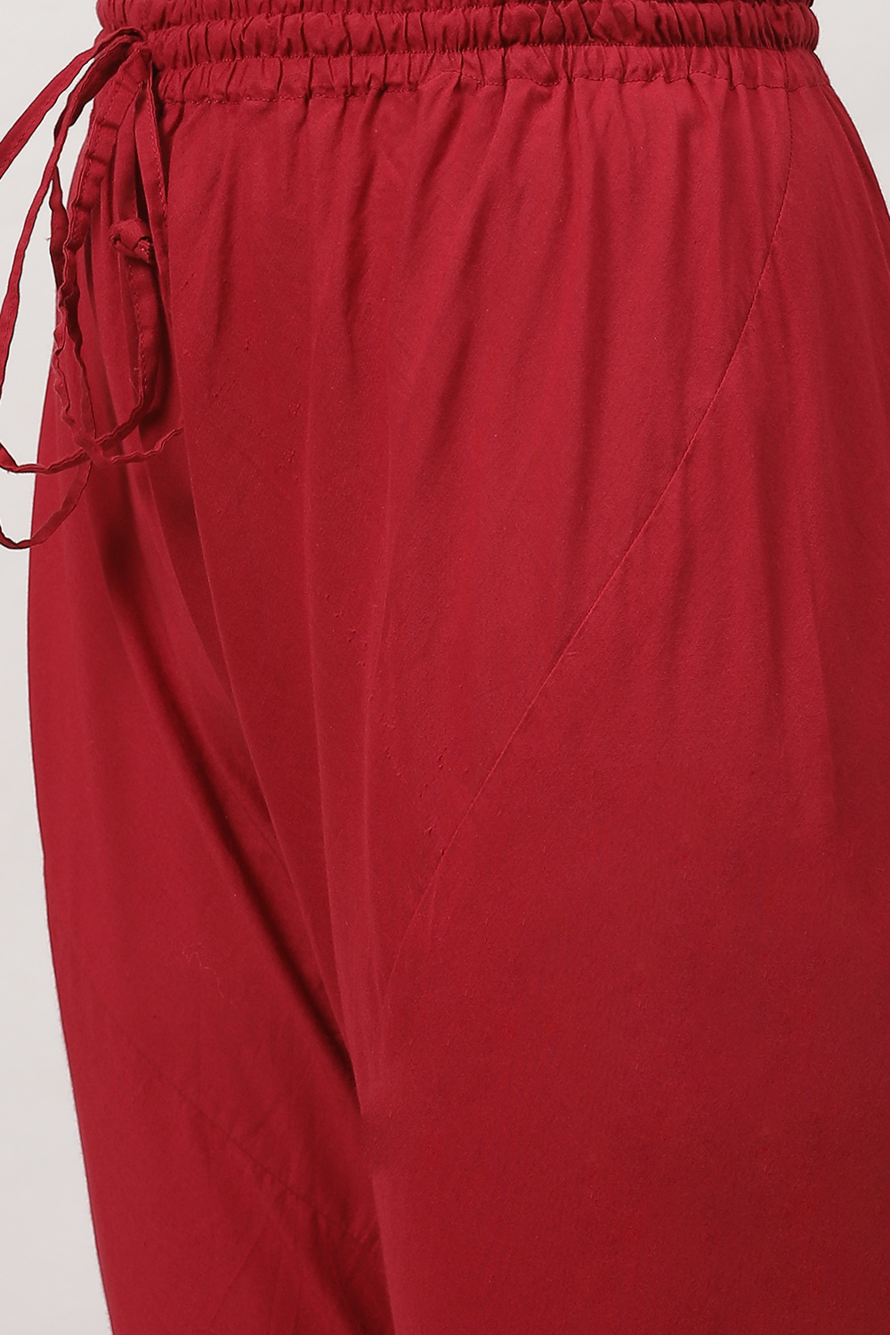 Red Cotton Silk Anarkali Yarndyed Suit Set image number 3