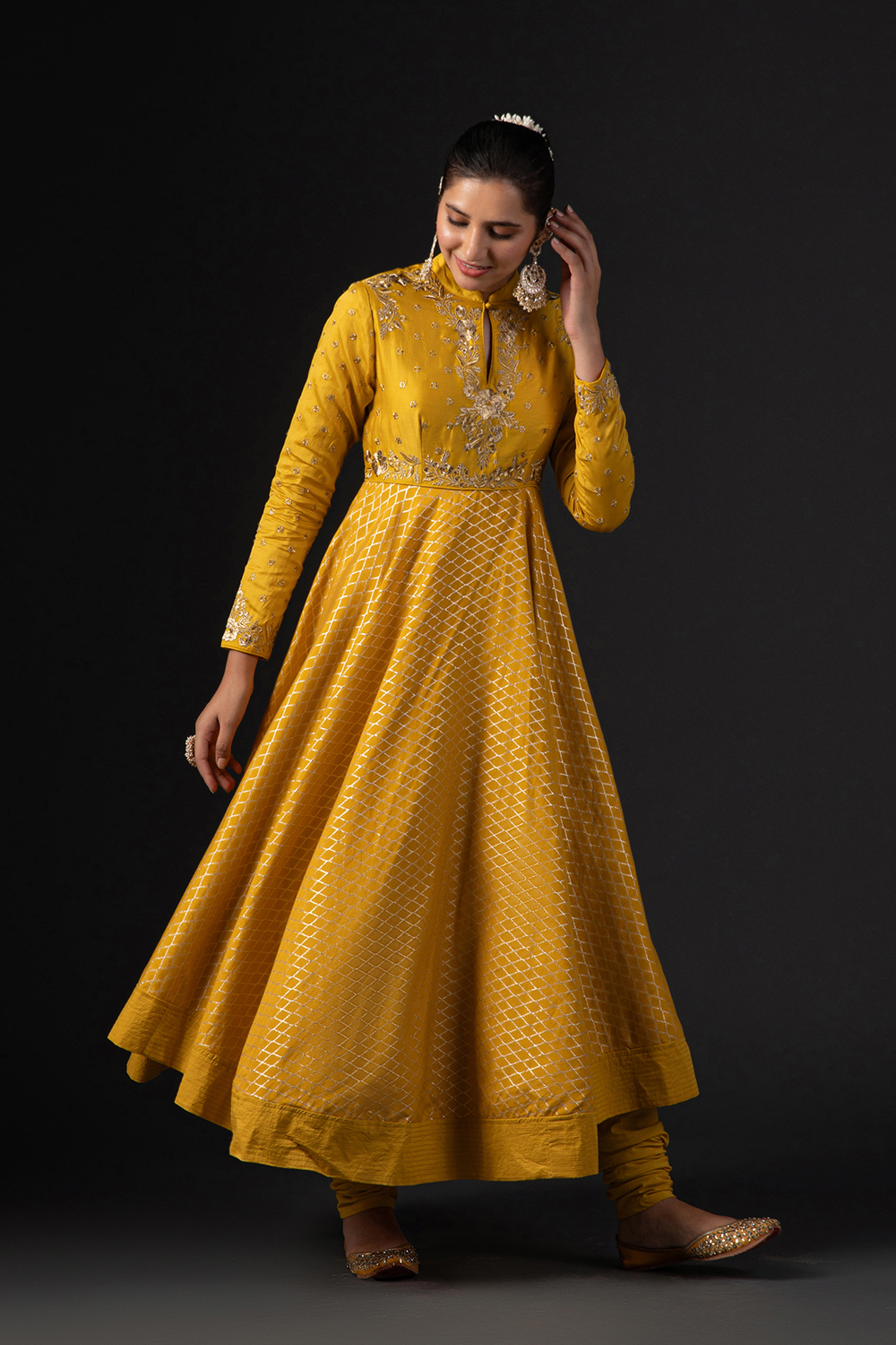 Orange Cotton Silk Anarkali Printed Suit Set image number 8