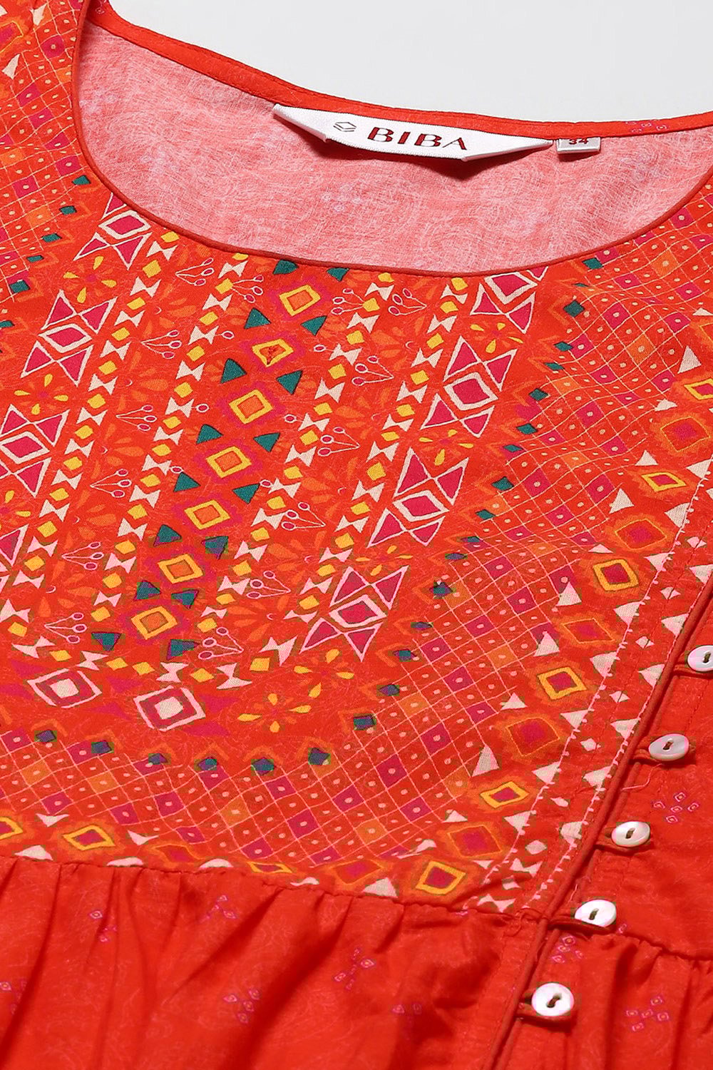 Green Cotton A-Line Printed Kurta image number 1
