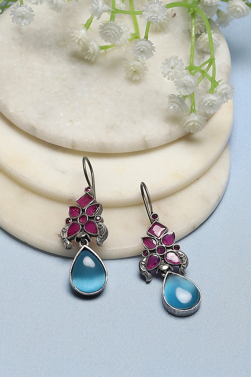 Blue Pink Brass Drop & Danglers image number 0