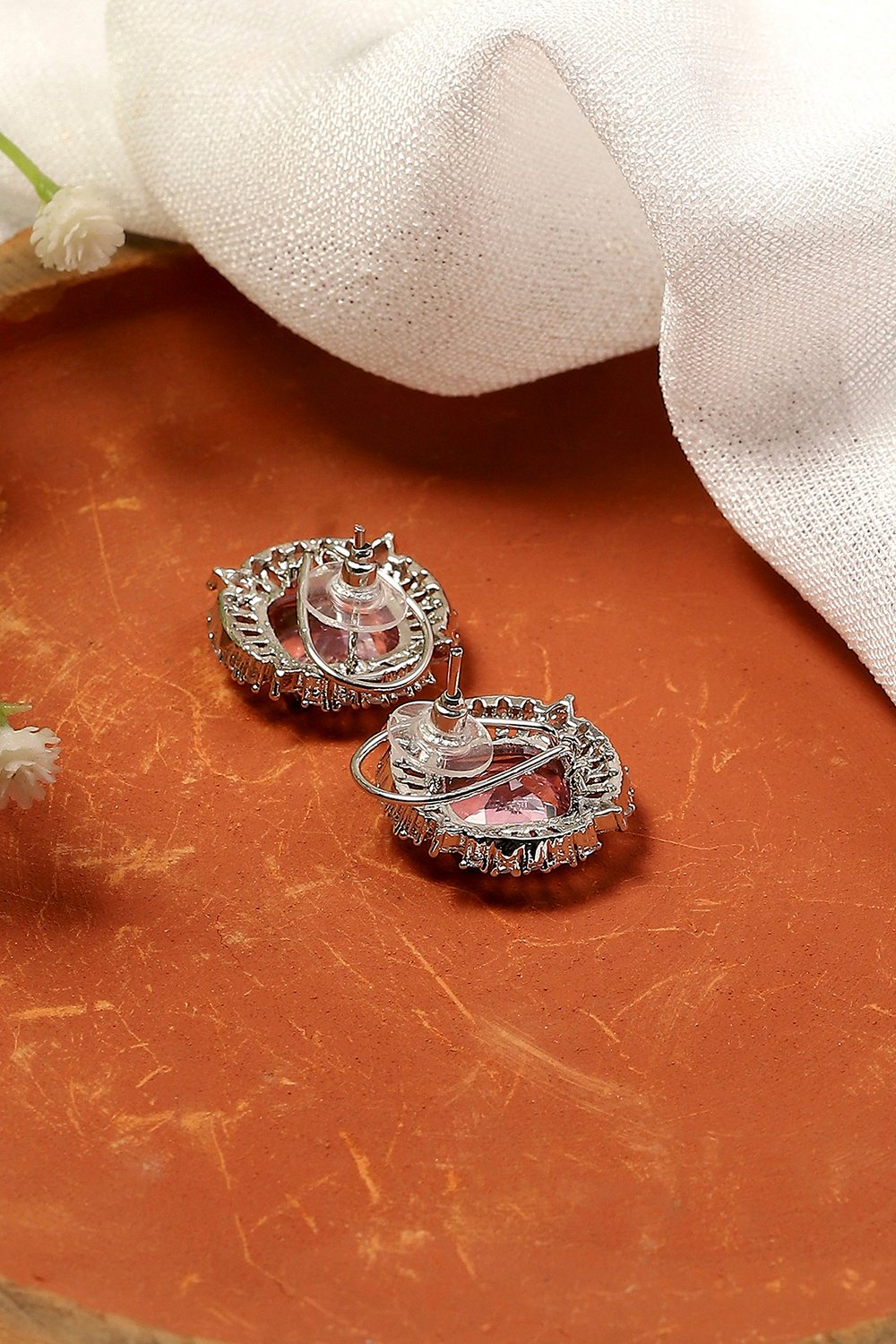 Light Pink Silver-Plated Circular Studs image number 2