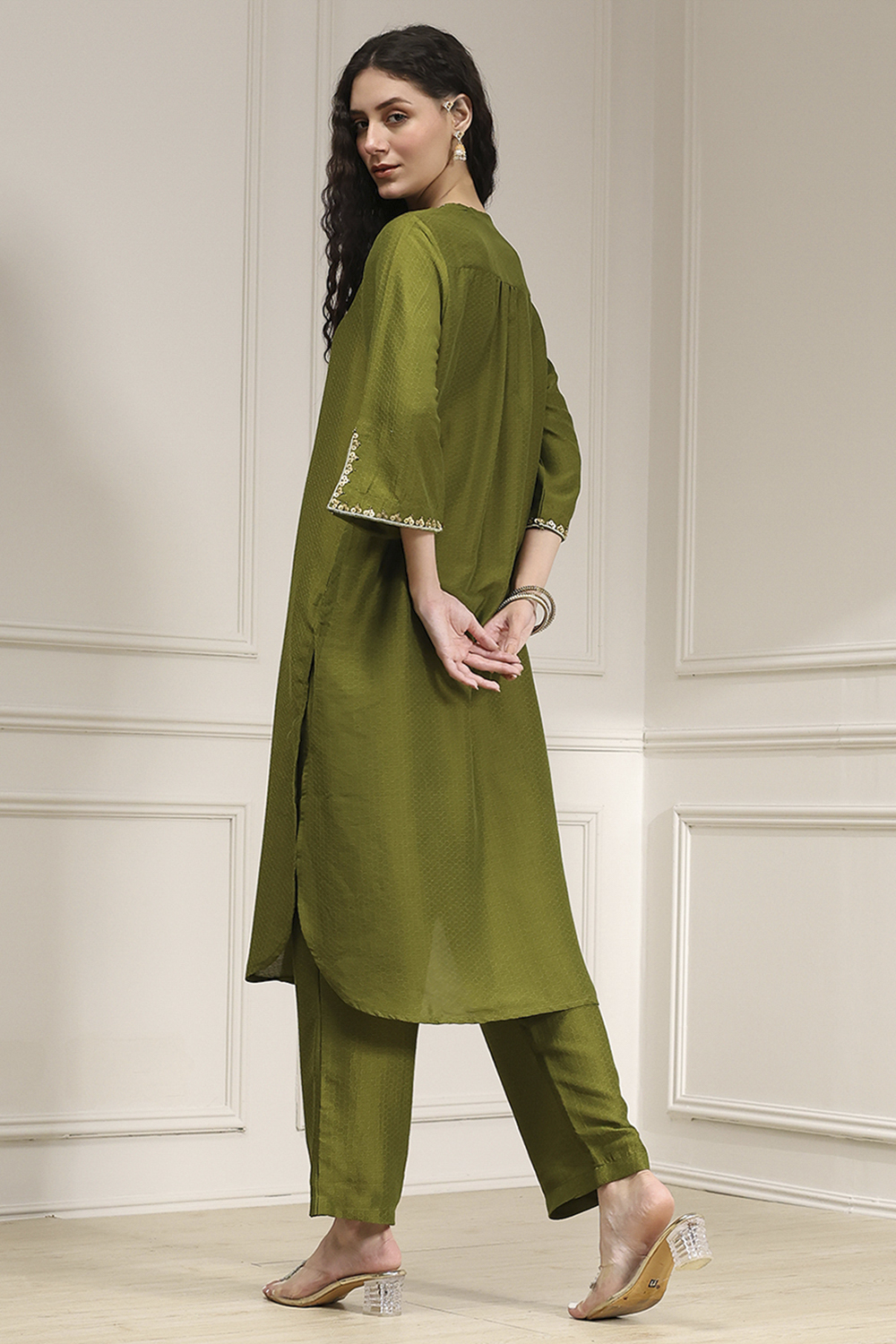 Indigo Blue Dyed Straight Kurta Set image number 4