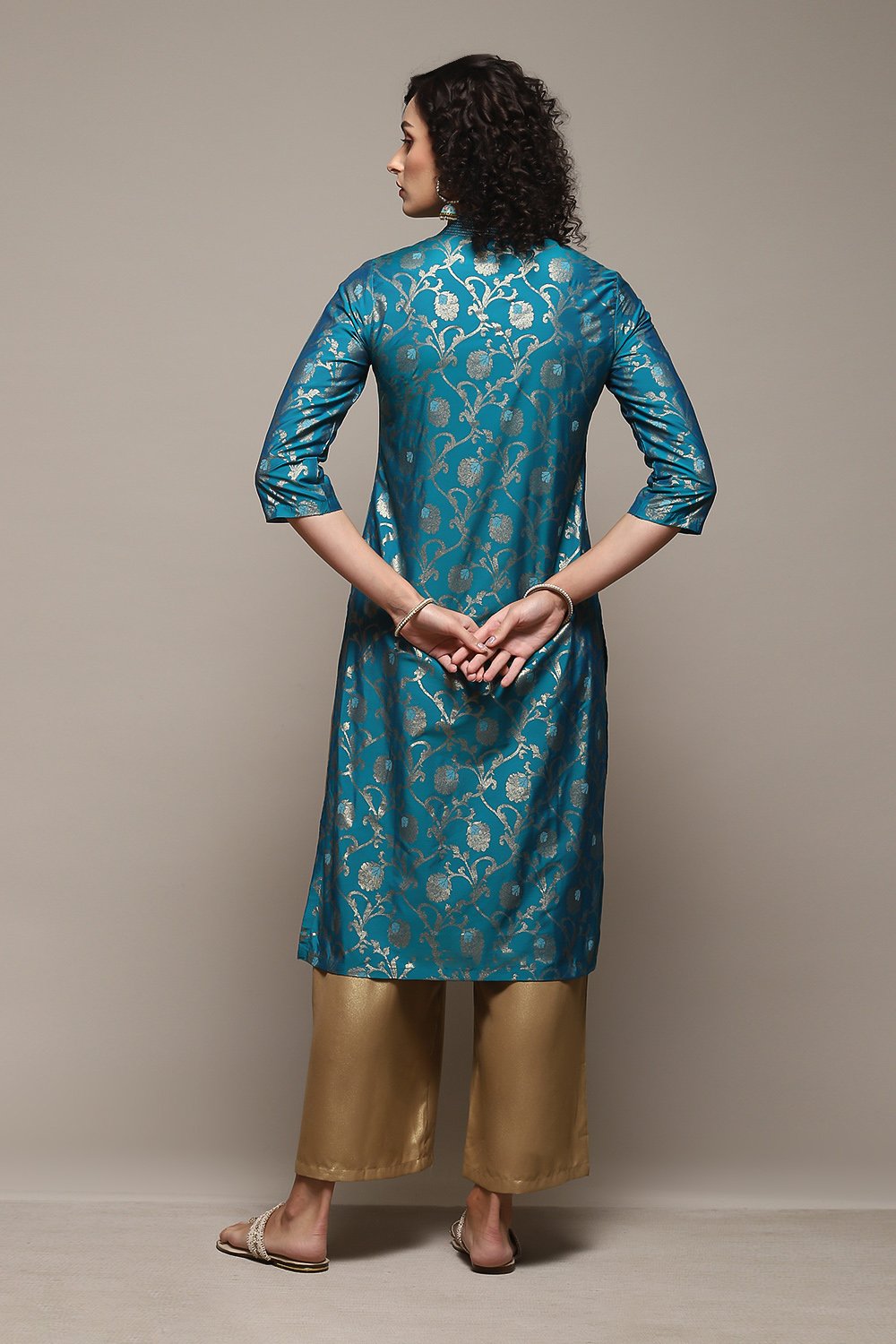 Red Poly Viscose Straight Printed Kurta image number 4