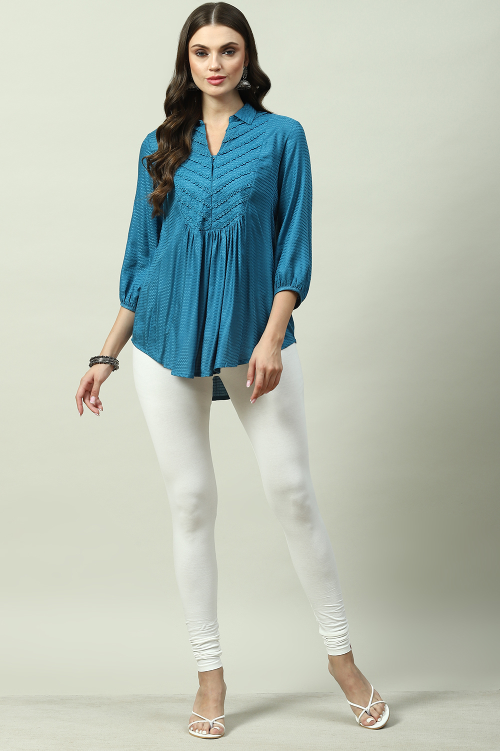 White Cotton Blend Solid Churidar image number 5