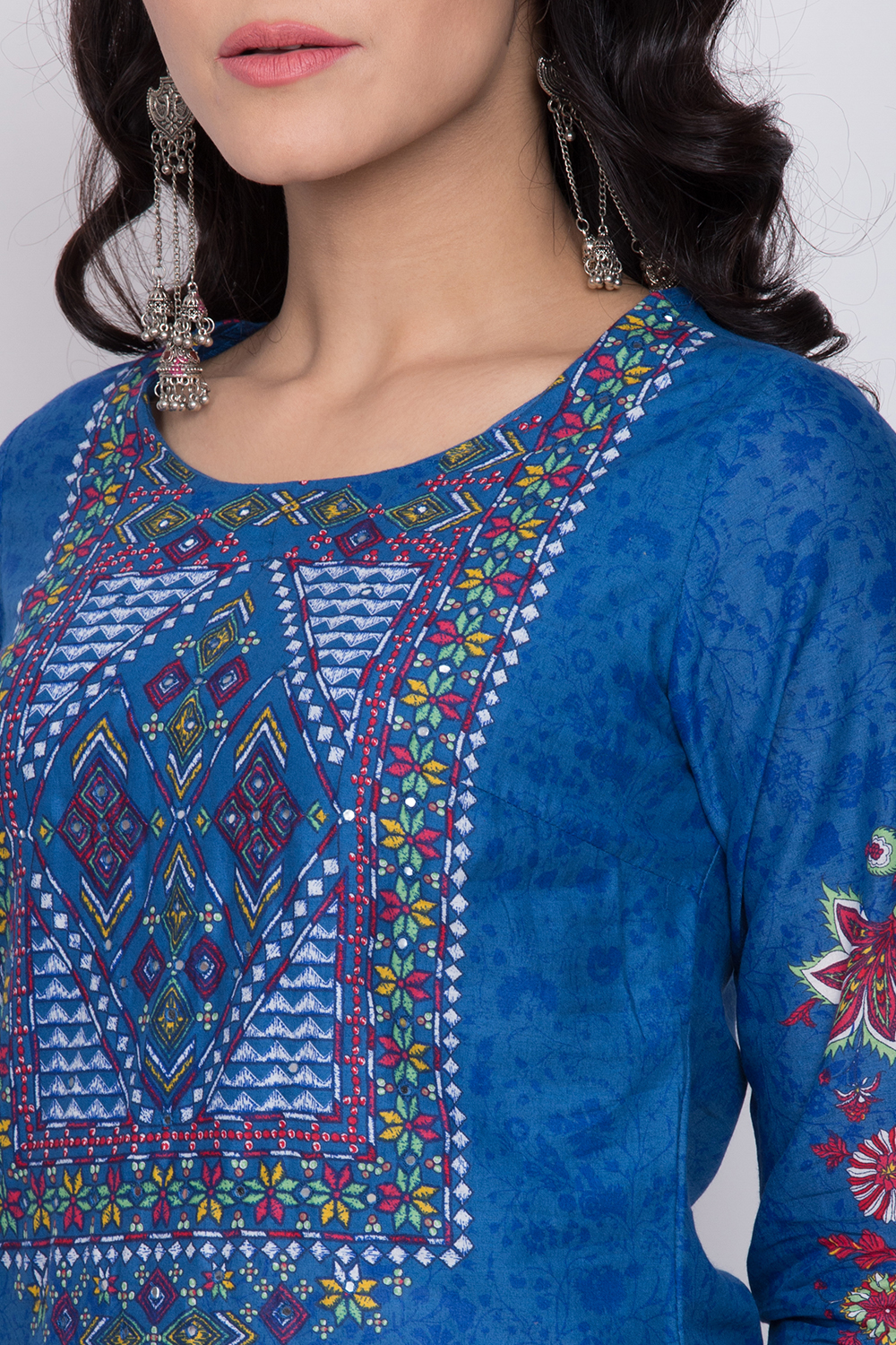 Red Cotton Straight Printed Kurta image number 1