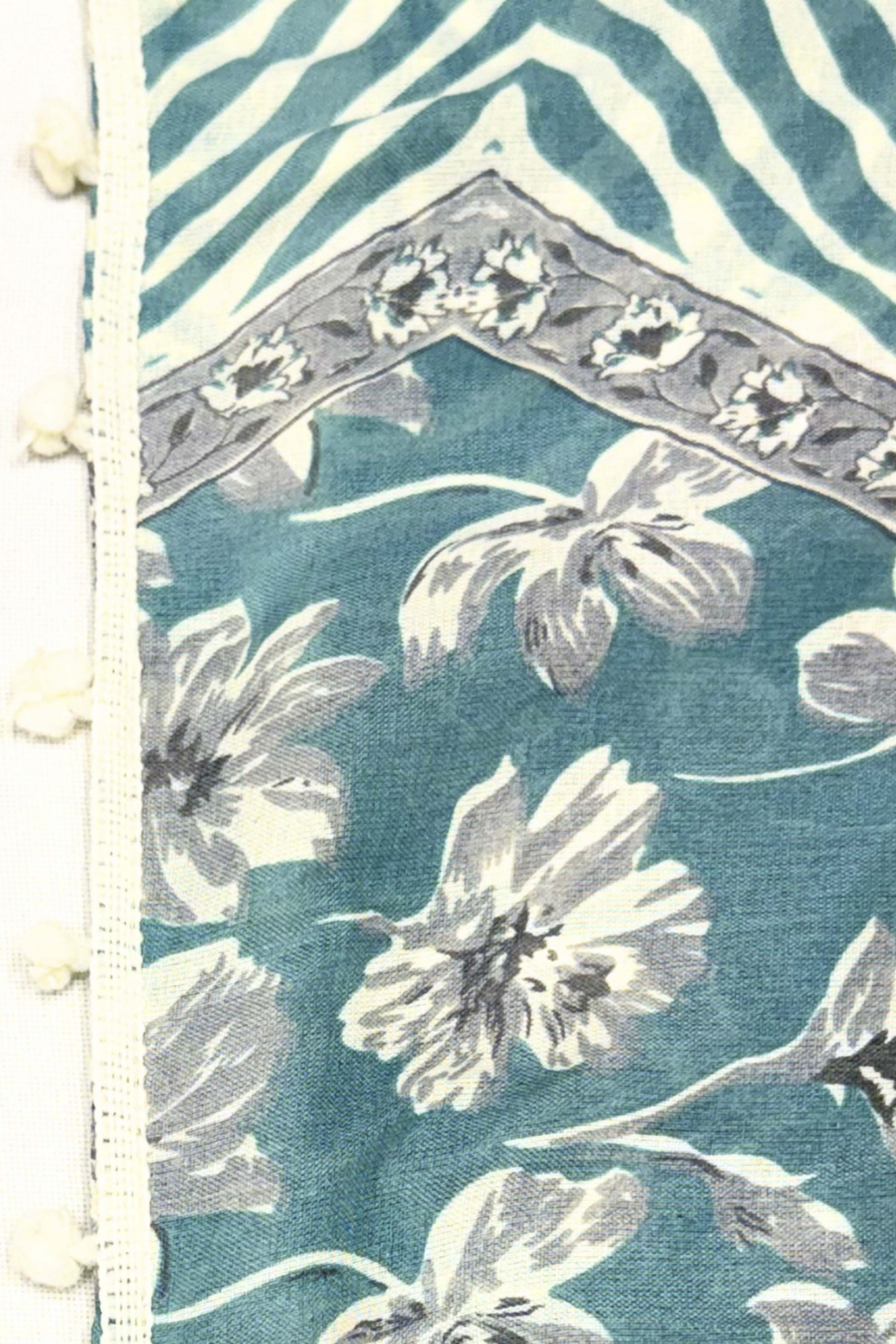 Teal Cotton Printed Unstitched Suit Set image number 3