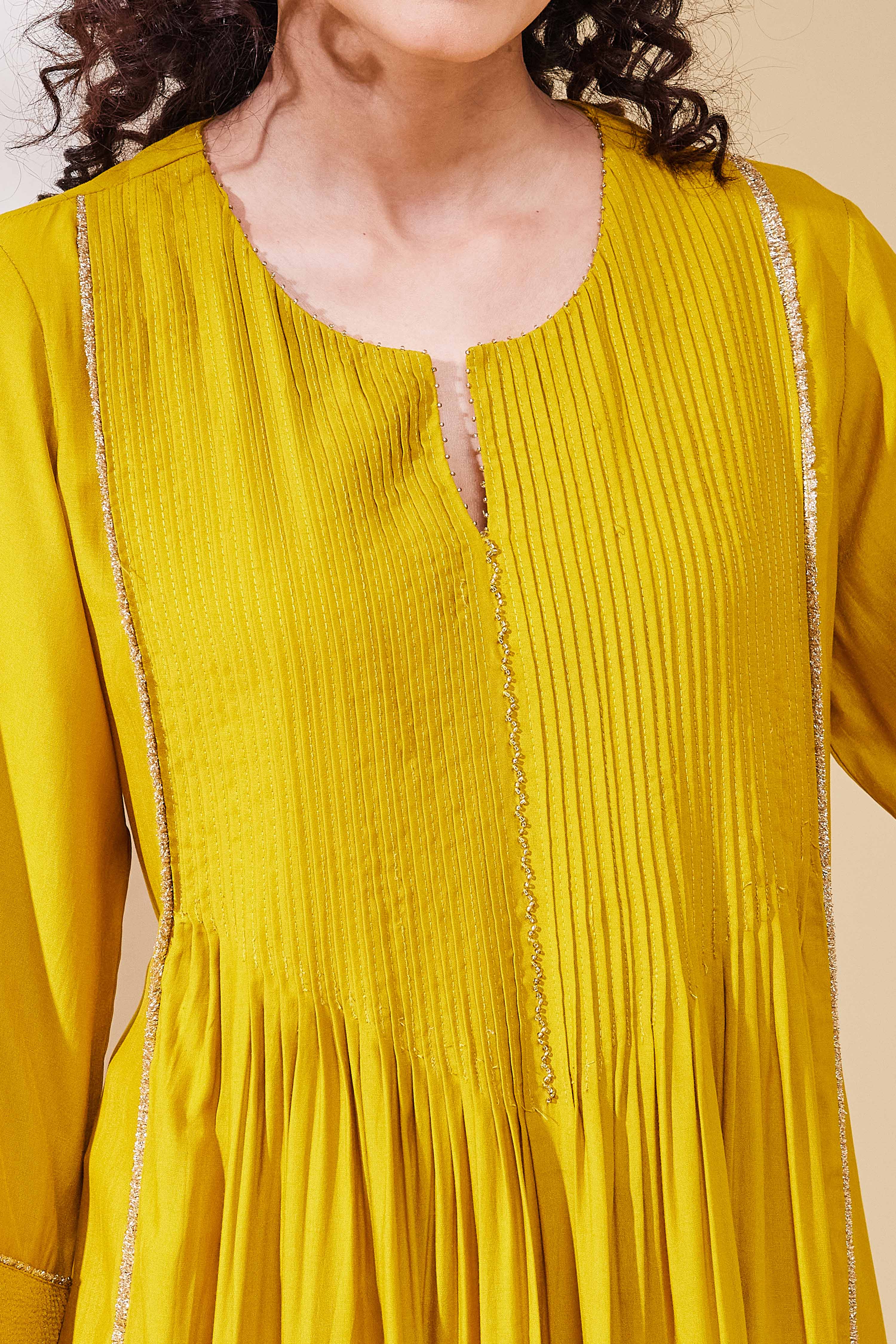 Mustard Yellow Viscose Blend Flared Kurta image number 1