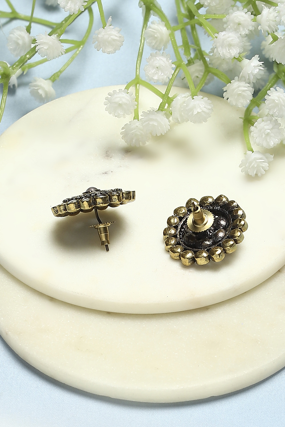 Buy Lilac Gold-Plated Kundan Studded Festive Studs Online at Biba India