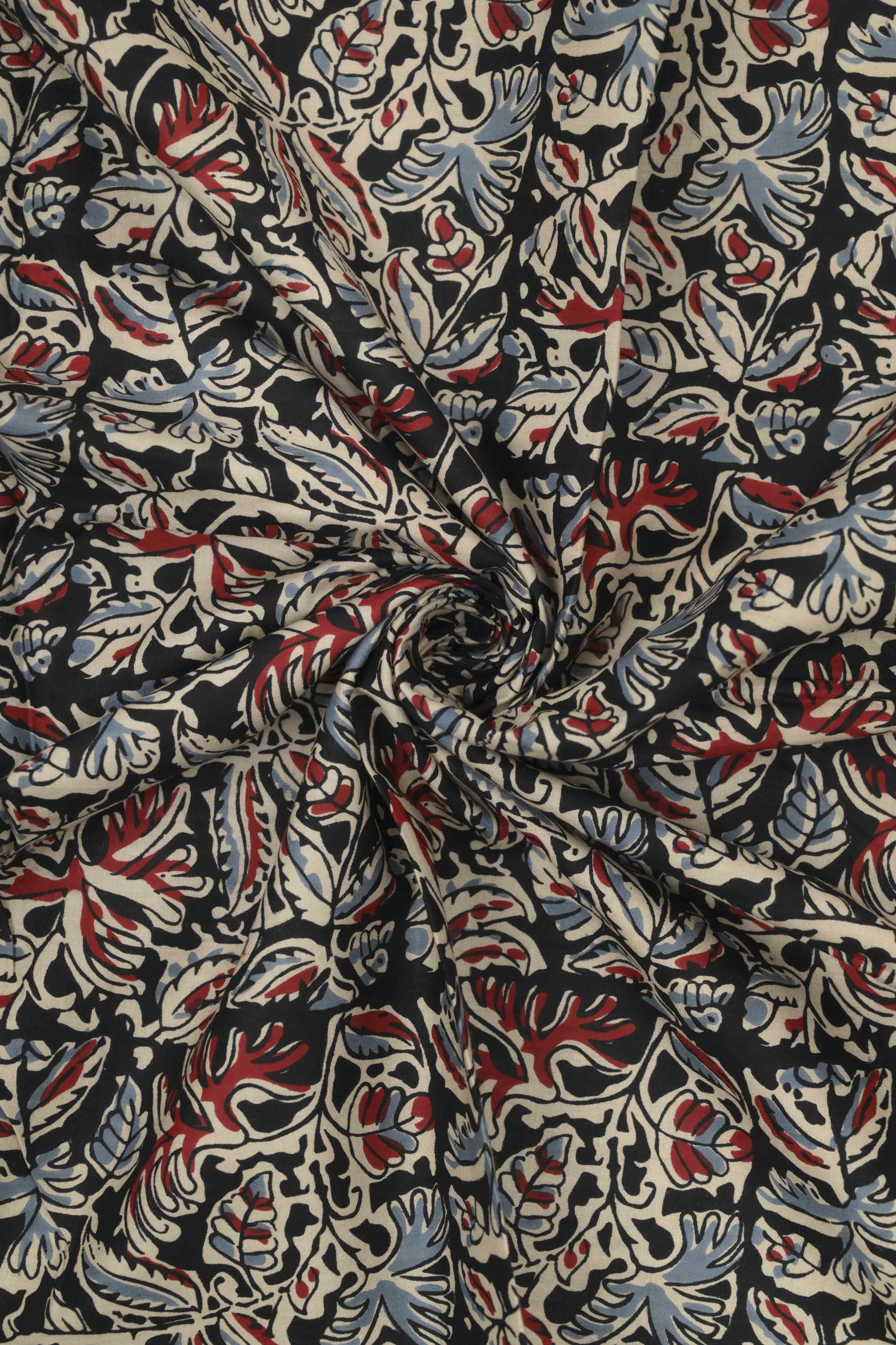 Blue Cotton Printed Unstitched Suit Set image number 2