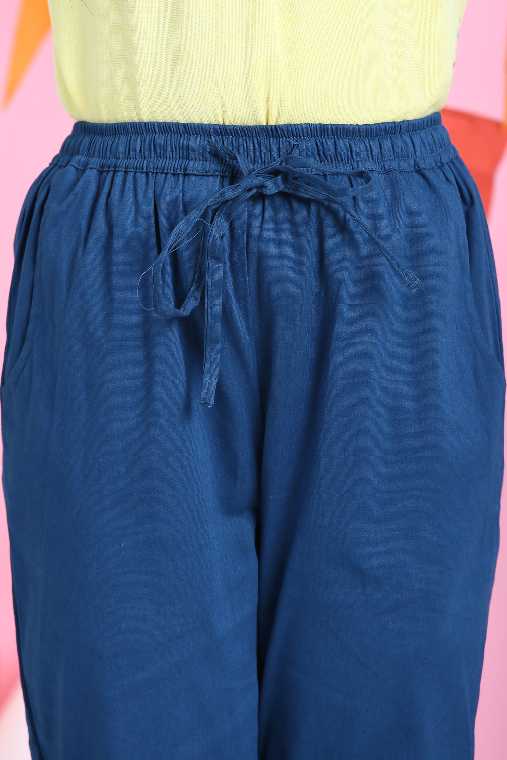 Blue Cotton Lycra Capris image number 1