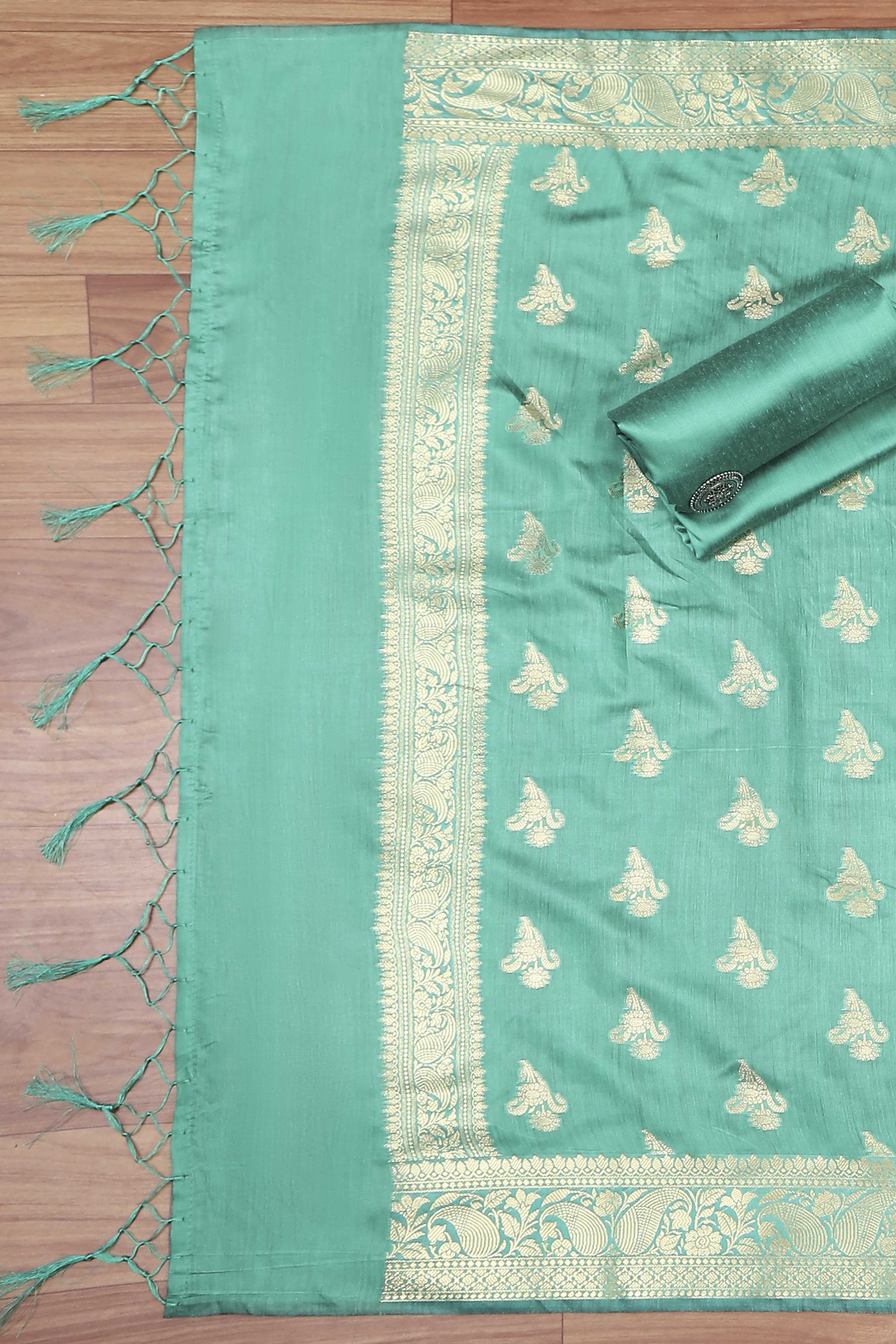Rama Green Chanderi  Unstitched Suit Set image number 3