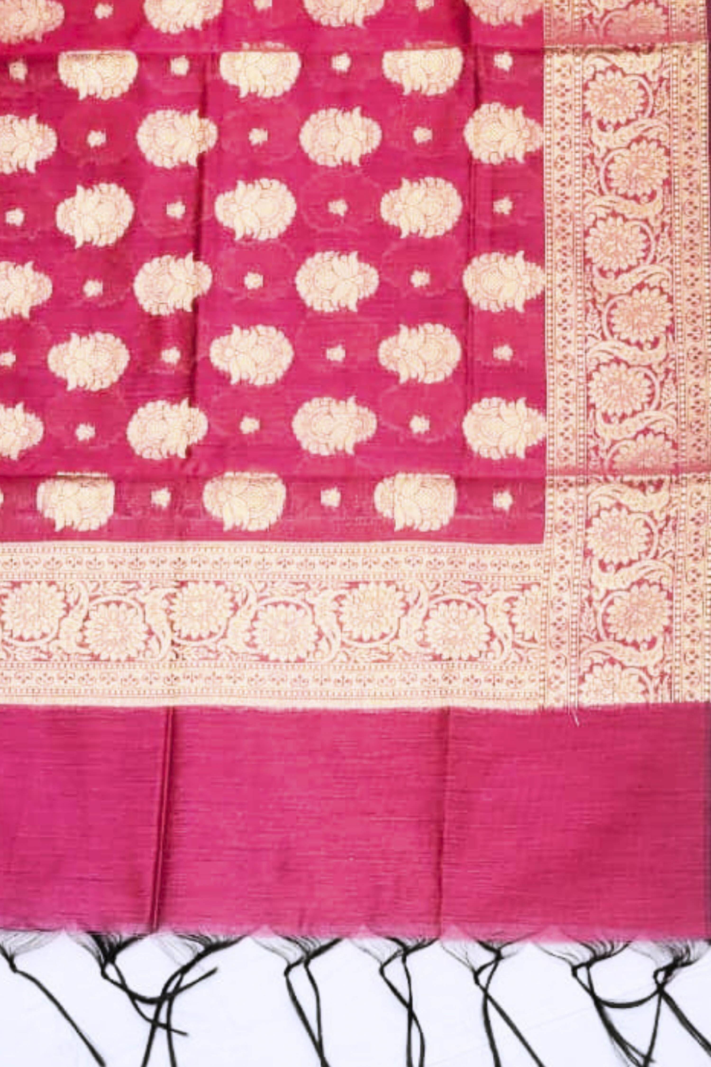 Green Chanderi Silk Printed Unstitched Suit Set image number 4