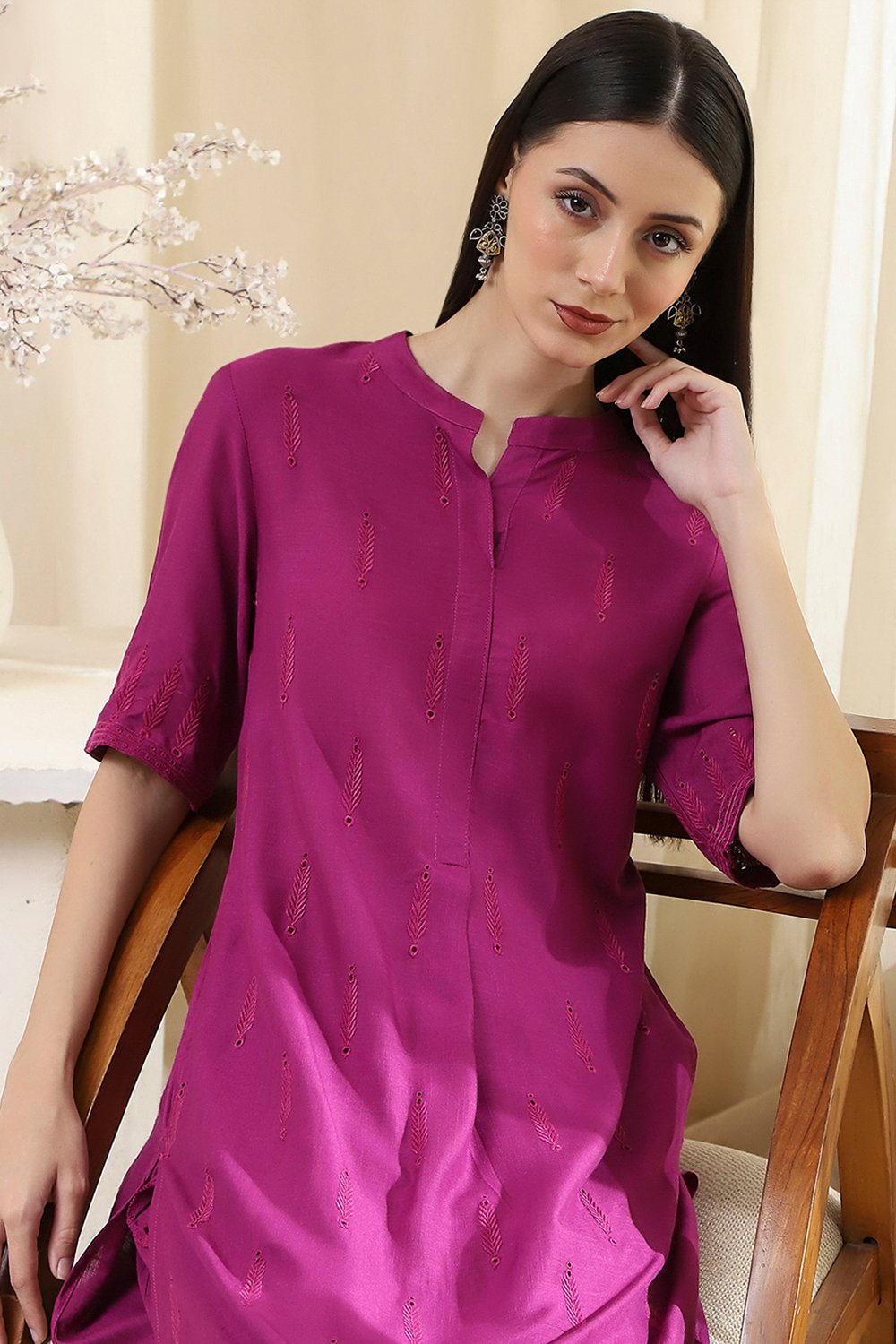 Blush Pink Straight Kurta Set image number 6
