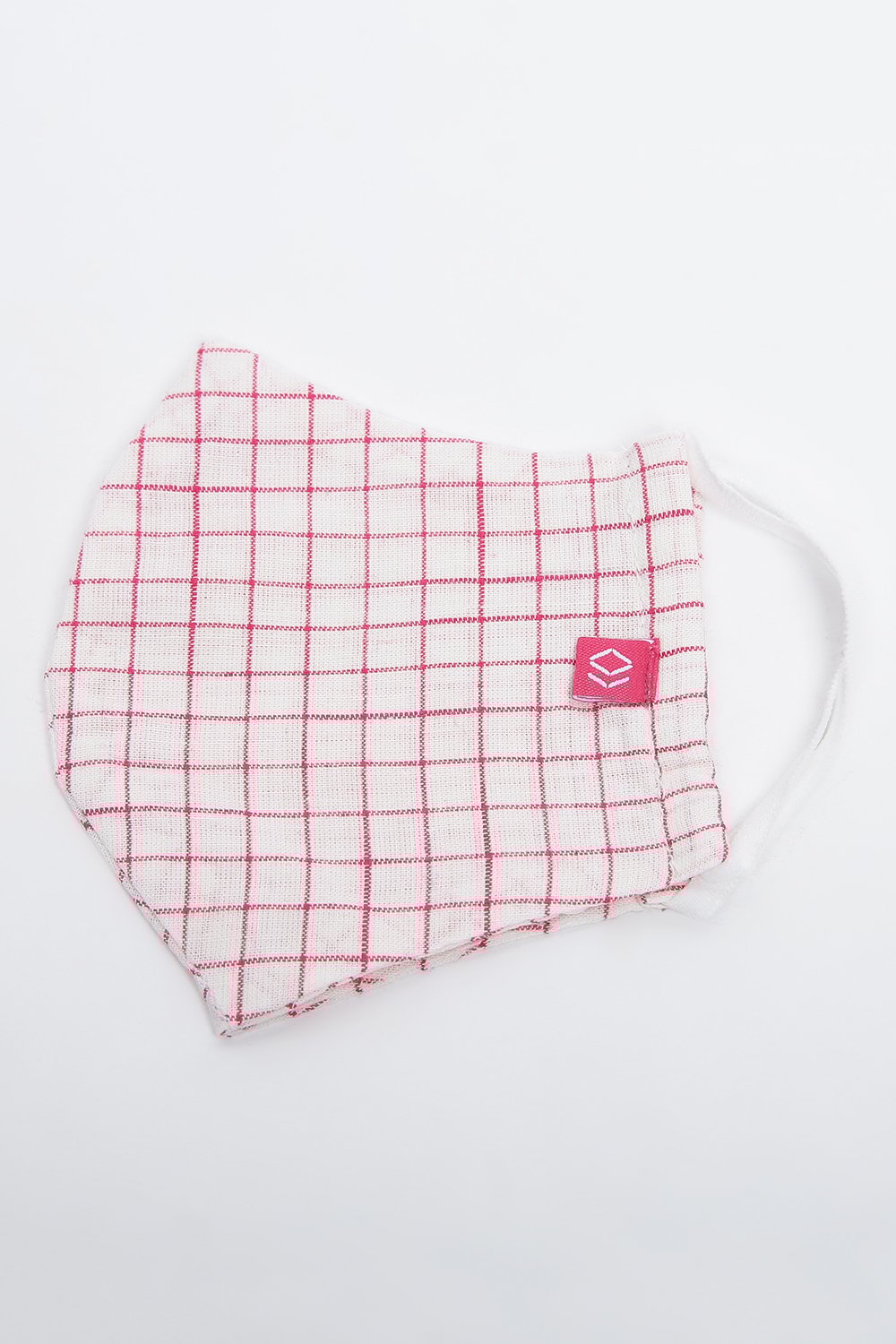 Off White Cotton Kids Yarndyed Face Mask image number 1