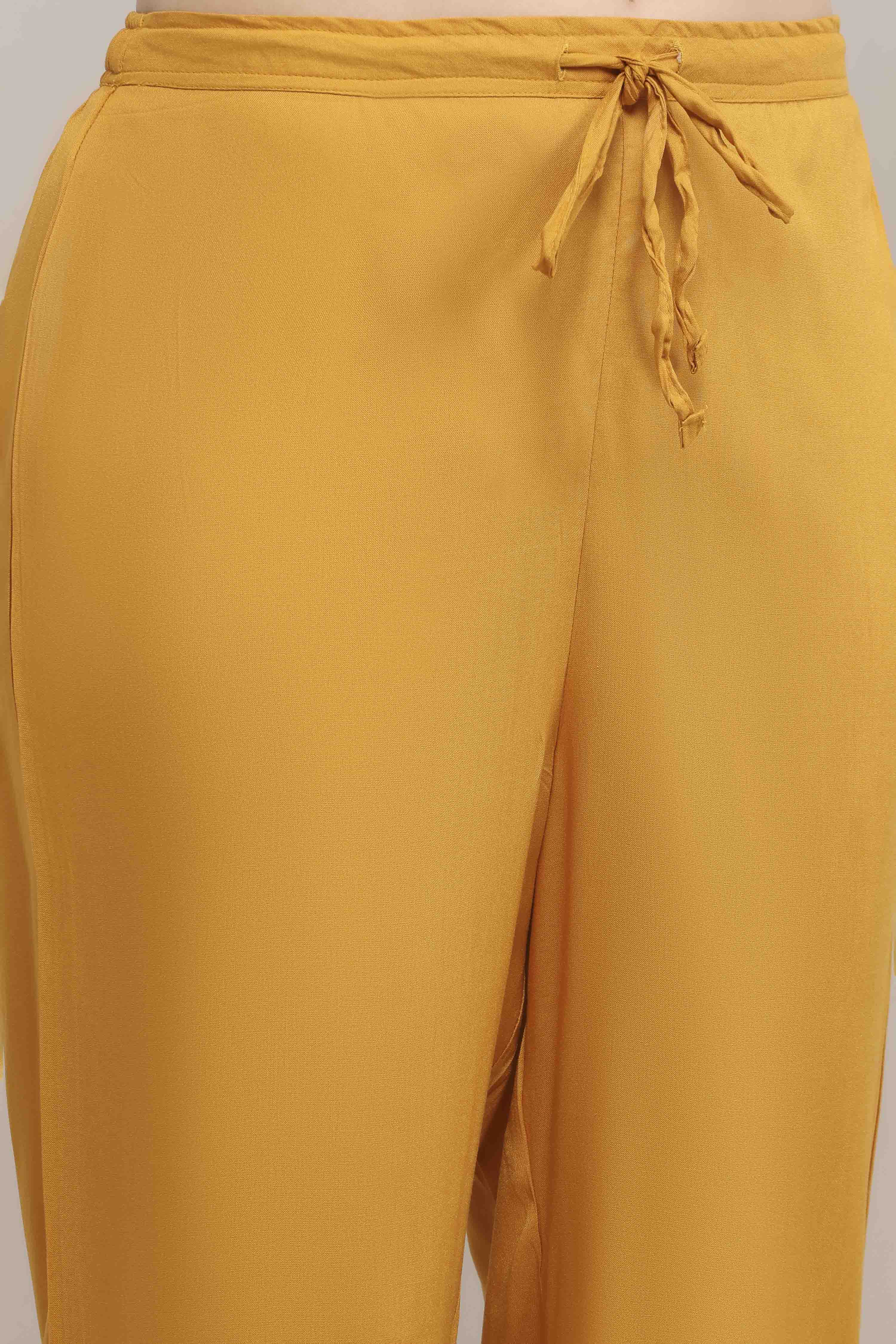 Yellow Viscose Rayon Straight Suit Set image number 2
