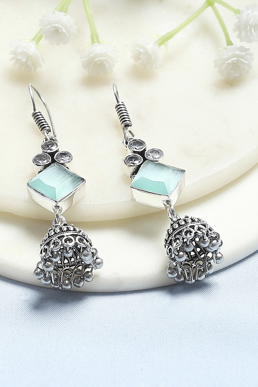 Mint Green Brass Jhumka image number 0