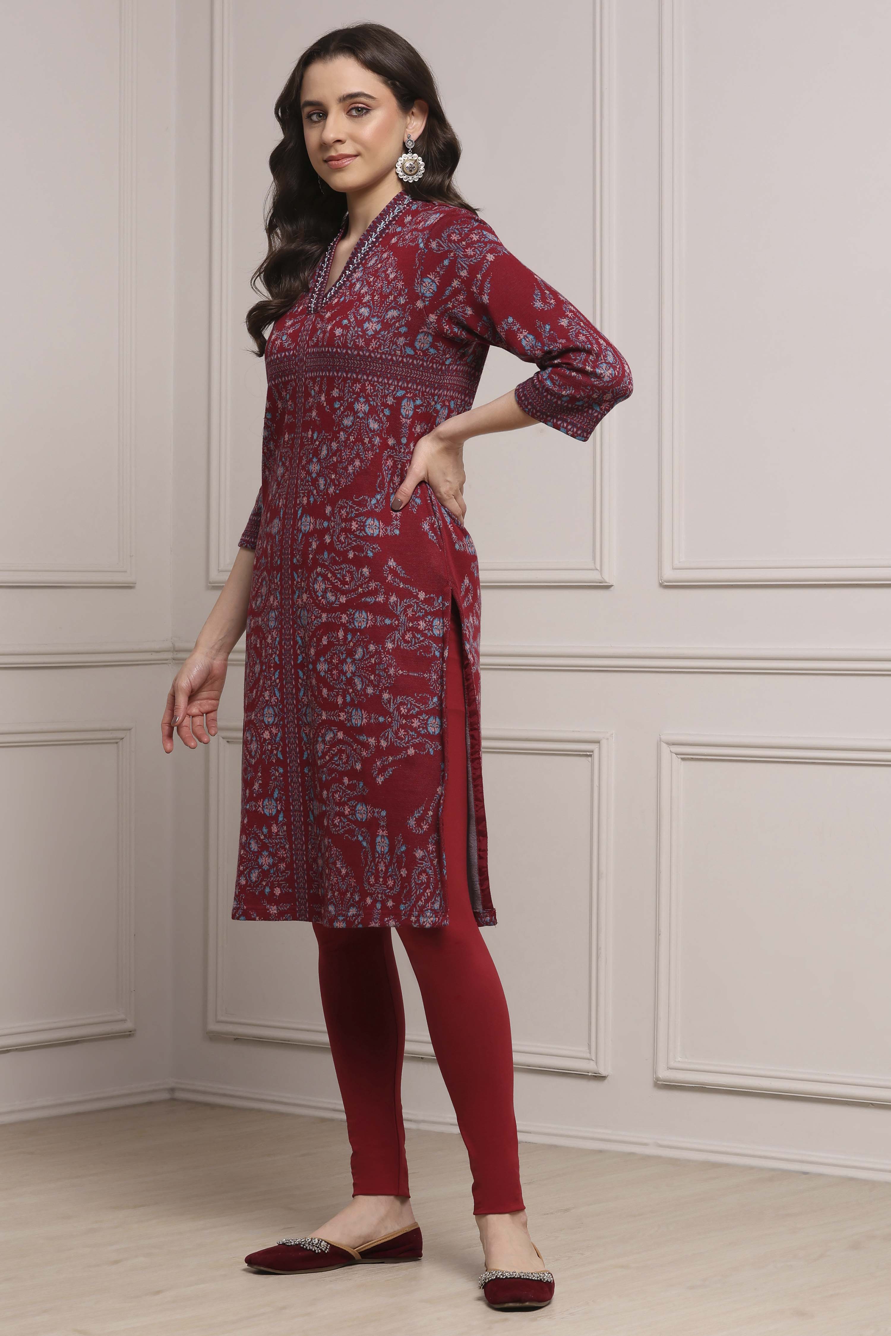 Emerald Green Cotton Blend Yarndyed Straight Kurta image number 2