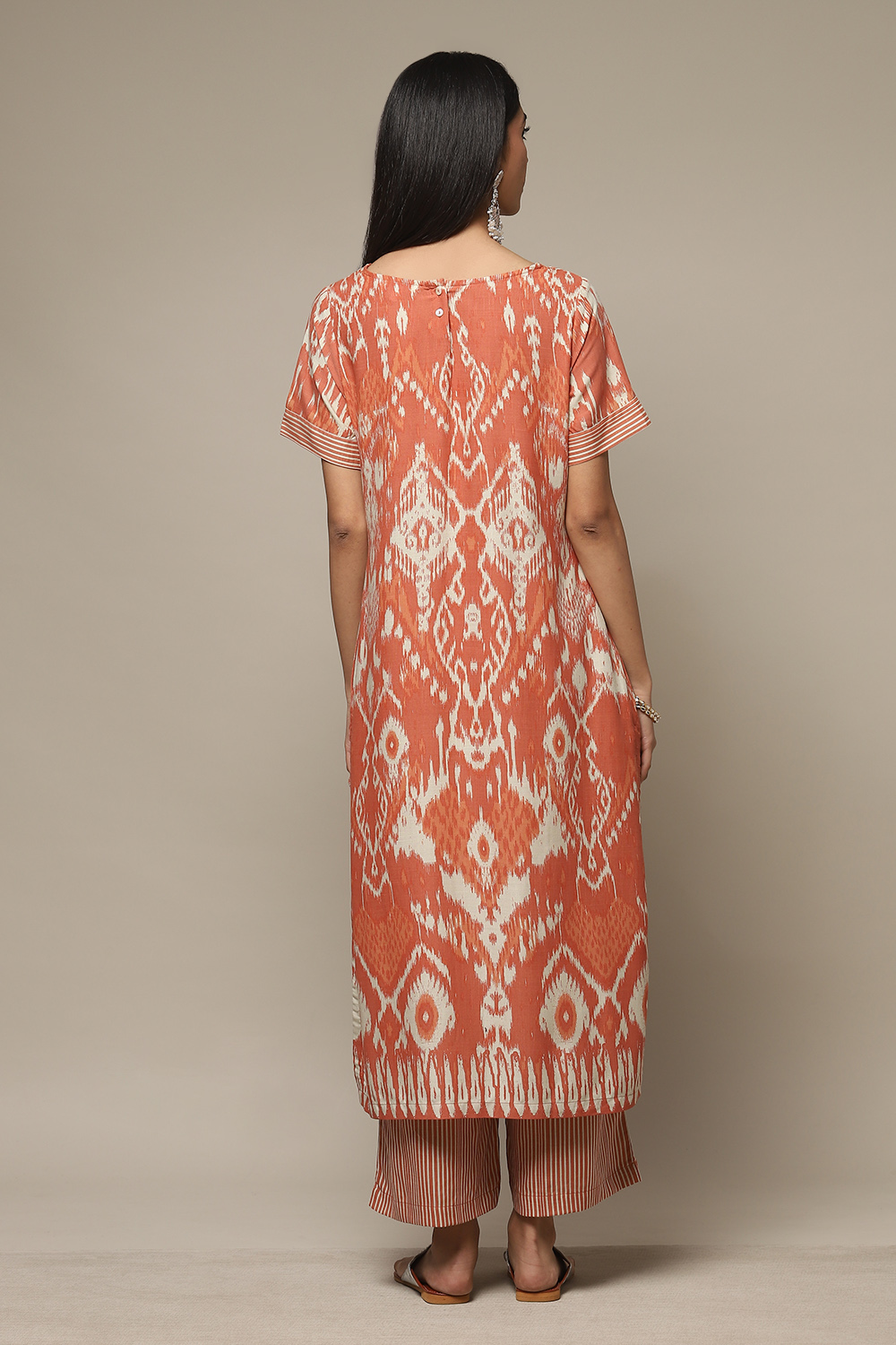 Orange LIVA Straight Printed 2 Piece Set image number 2