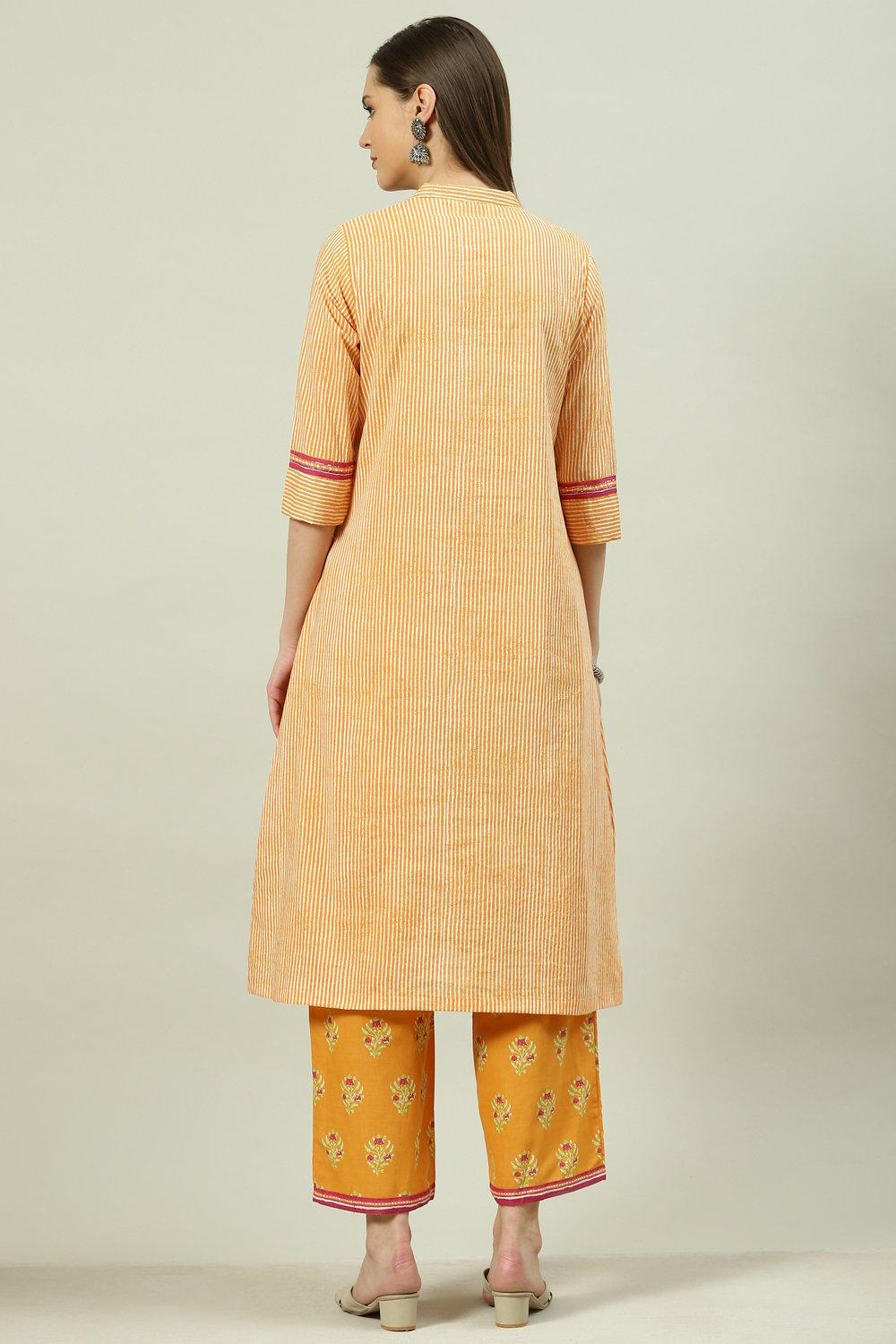 Teal Cotton A-Line Kurta Palazzo Suit Set image number 5