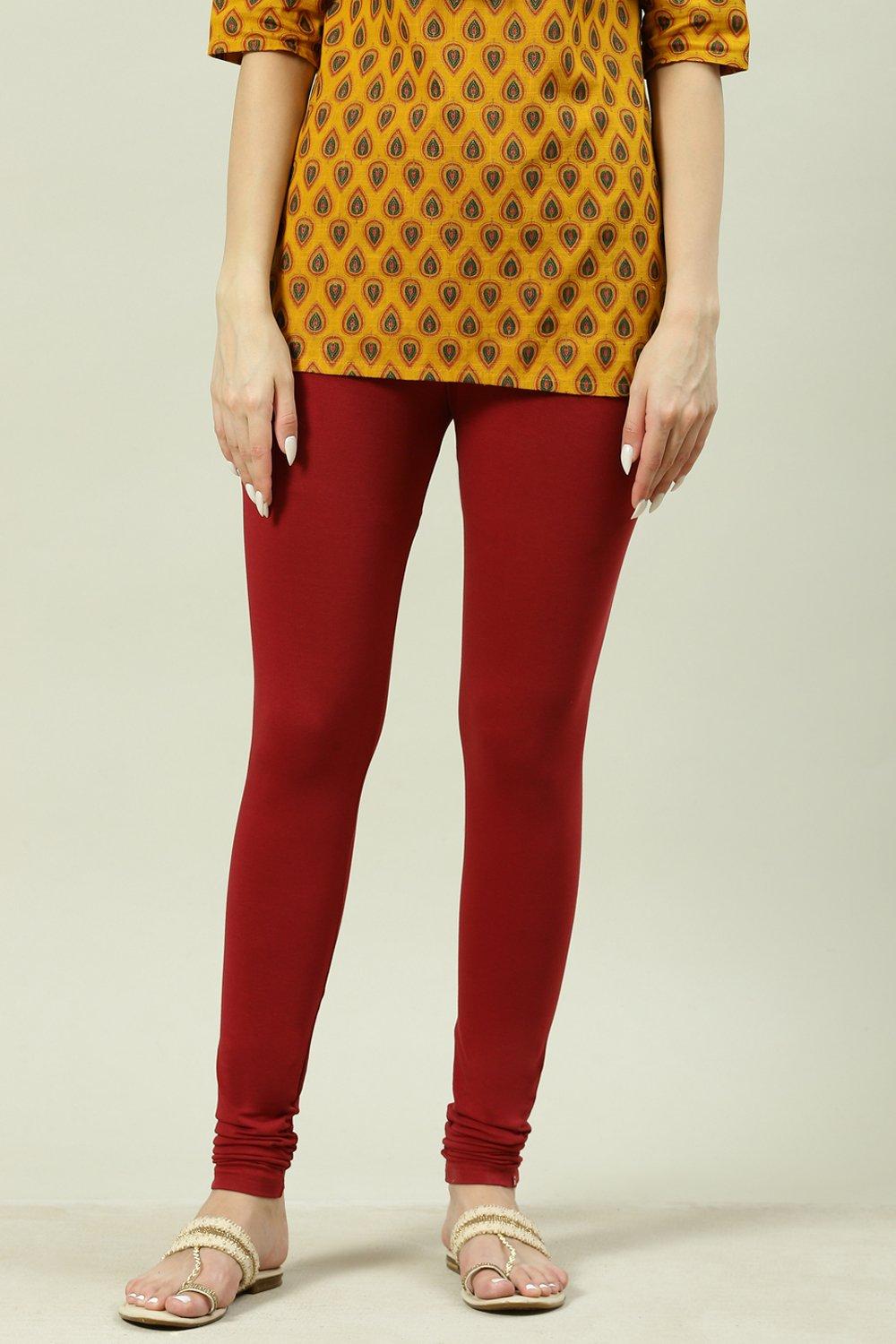 Camel Cotton Blend Solid Churidar image number 2