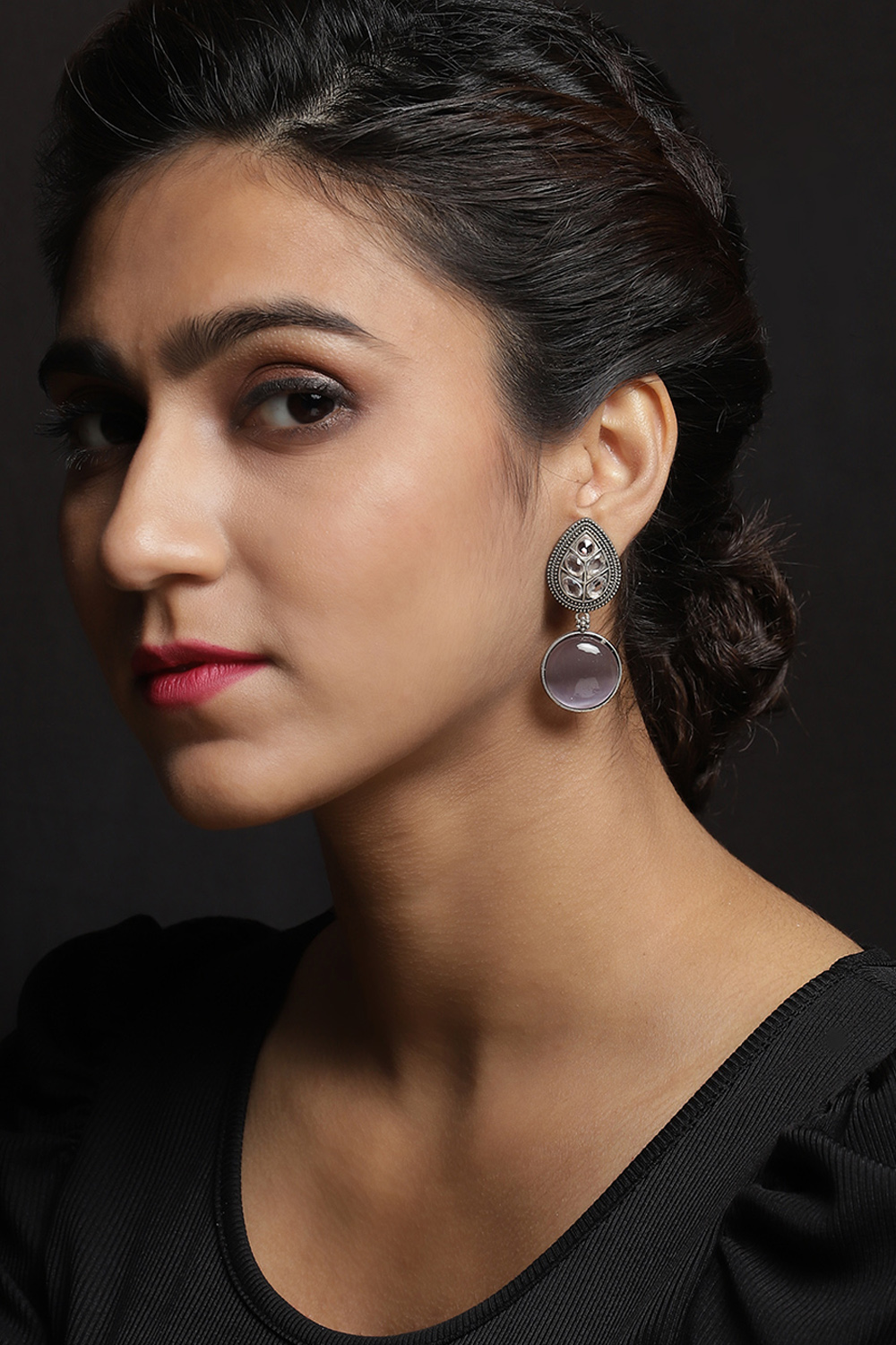 Light Purple Oxidised Earrings image number 1