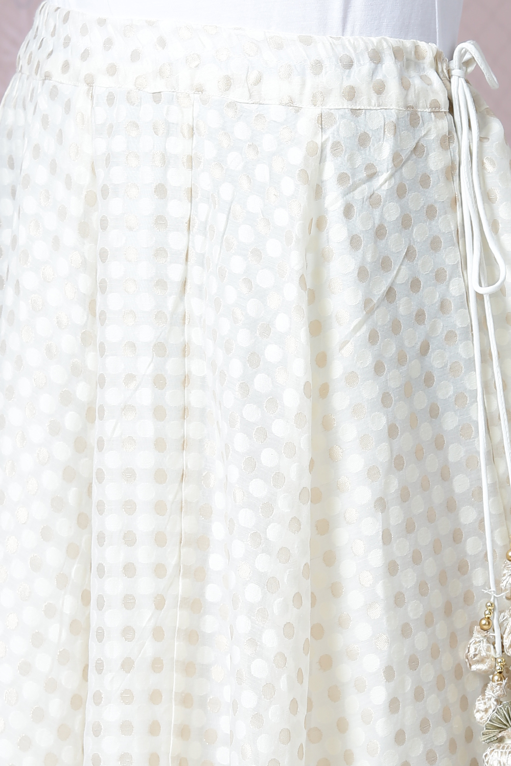 Off White Poly Metallic Cotton Straight Kurta Skirt Suit Set image number 3