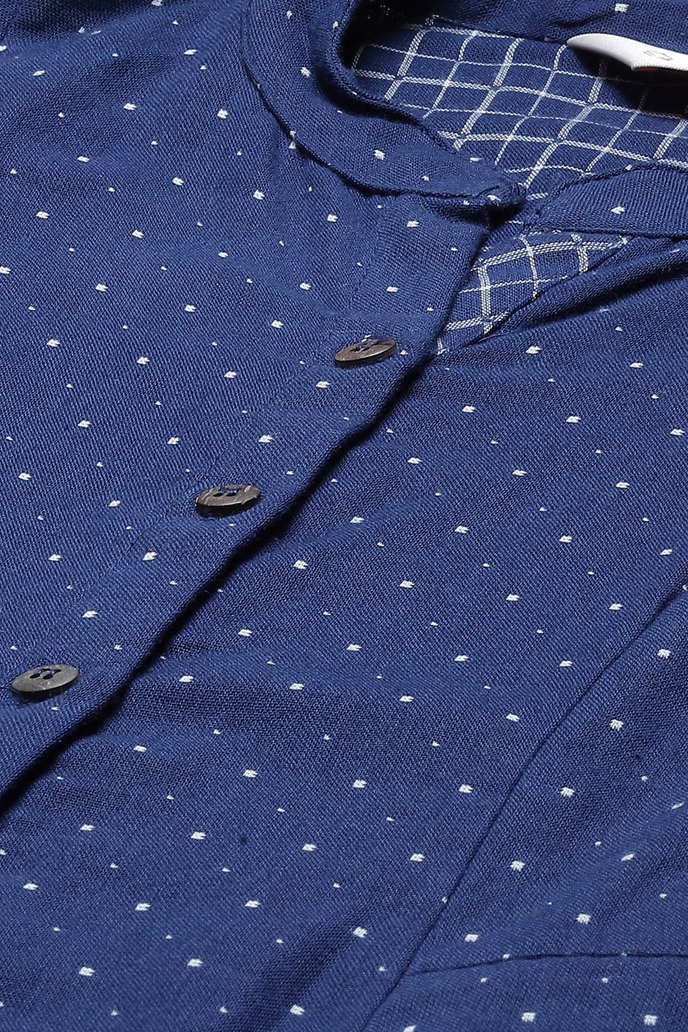 Navy Blue Cotton A Line Kurta Set image number 1