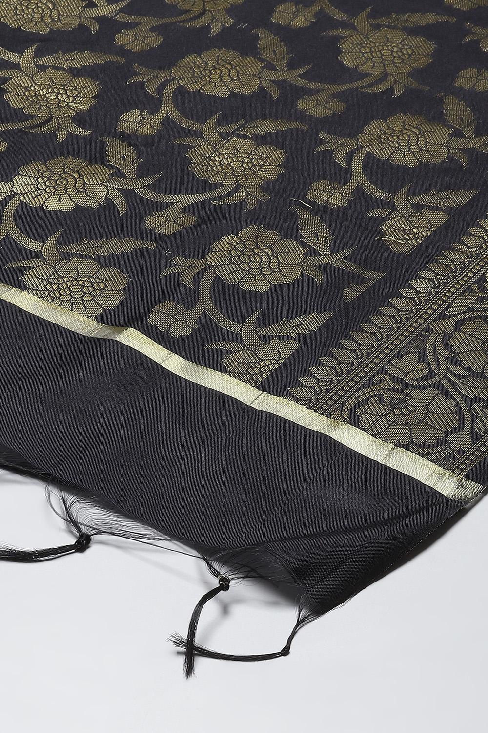 Black  Yarndyed Dupatta image number 1