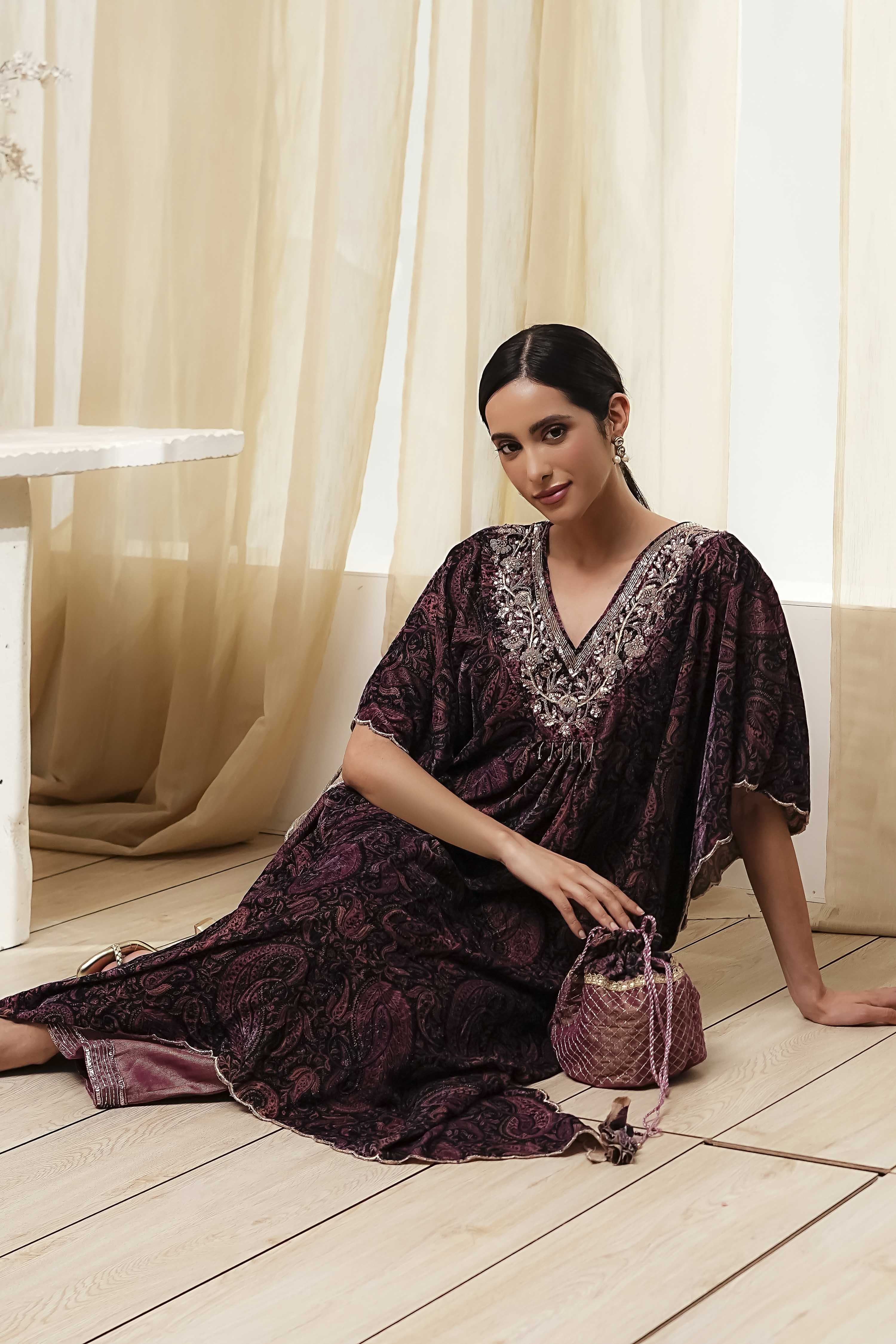 Purple Art Silk A-Line Kurta Palazzo Suit Set image number 0